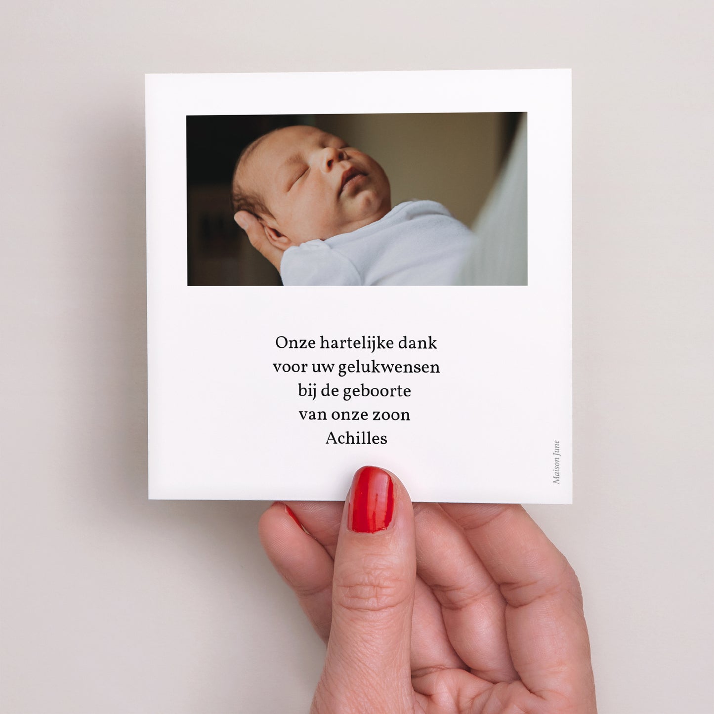 Bedankkaart Geboorte Vierkant Prins der liefde foto N° 3