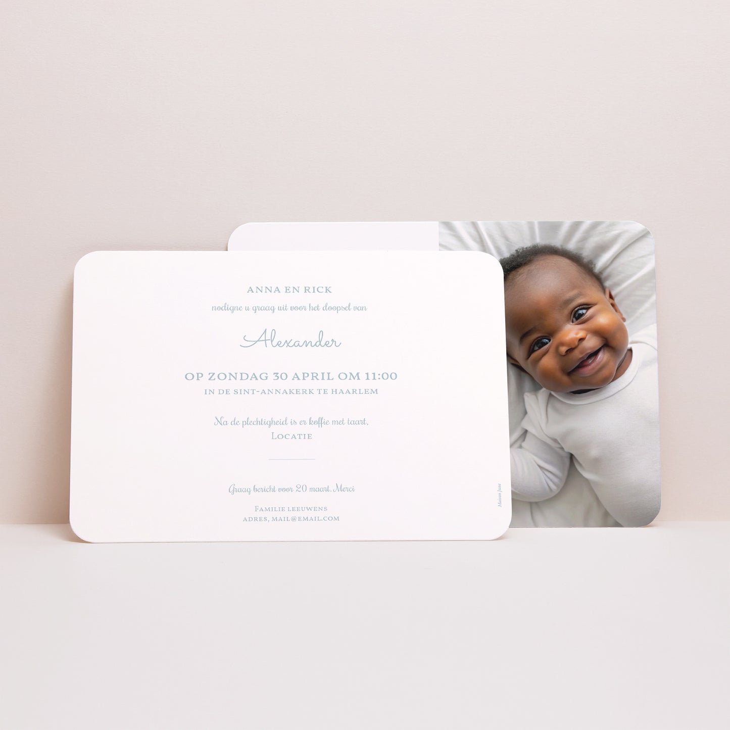 Uitnodigingskaart Doop Landschap, afgeronde randen vredelievend foto N° 3