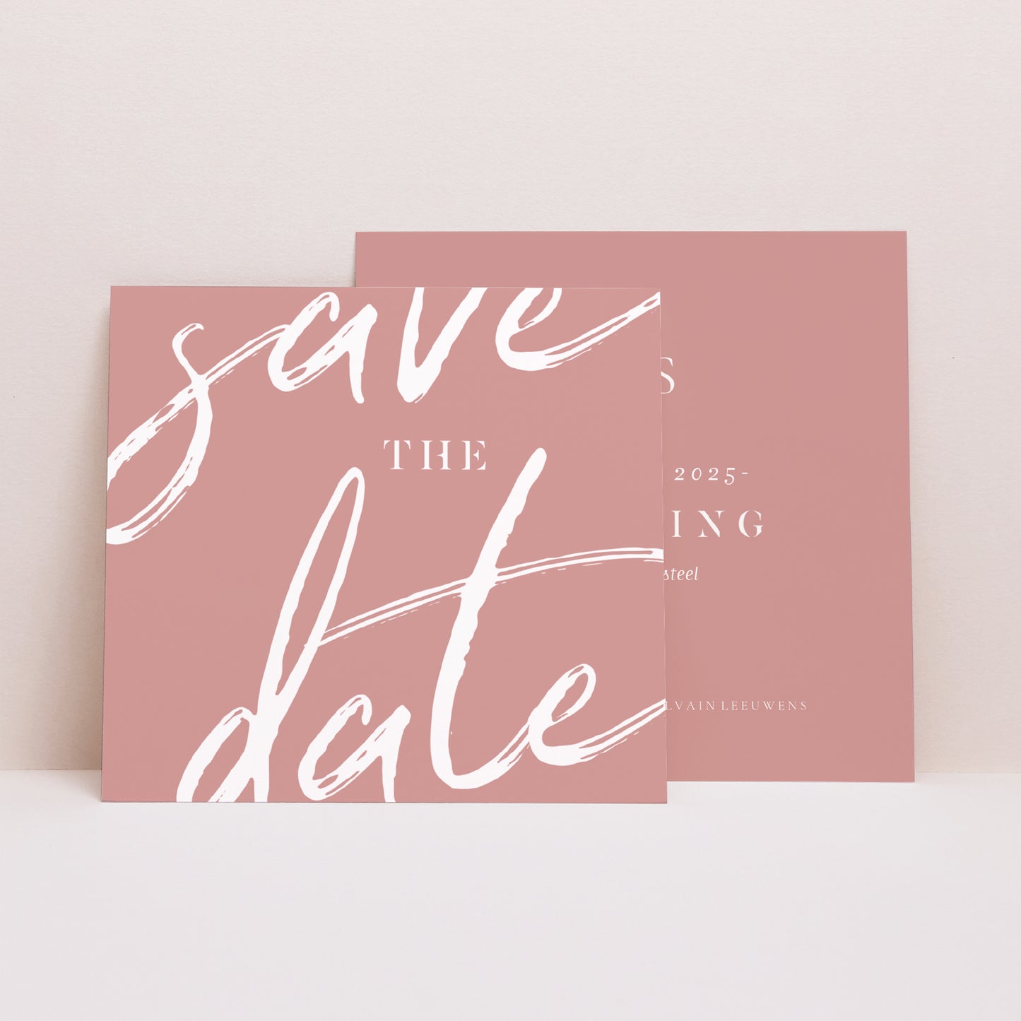 Save the date kaart Huwelijk Vierkant Minimalistische nuances foto N° 1