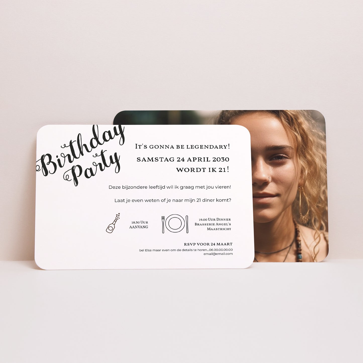 Uitnodigingen Verjaardag Volwassene Landschap, afgeronde randen Verjaardag of foto N° 3