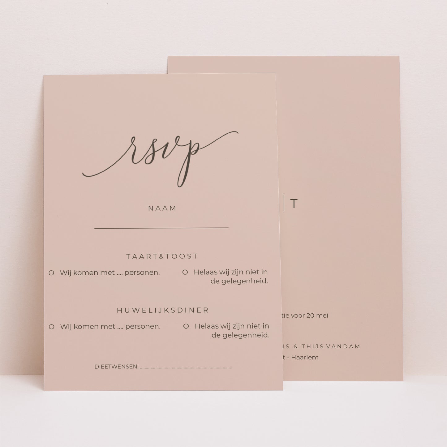 RSVP kaart Huwelijk Portret Naakt Chic foto N° 1