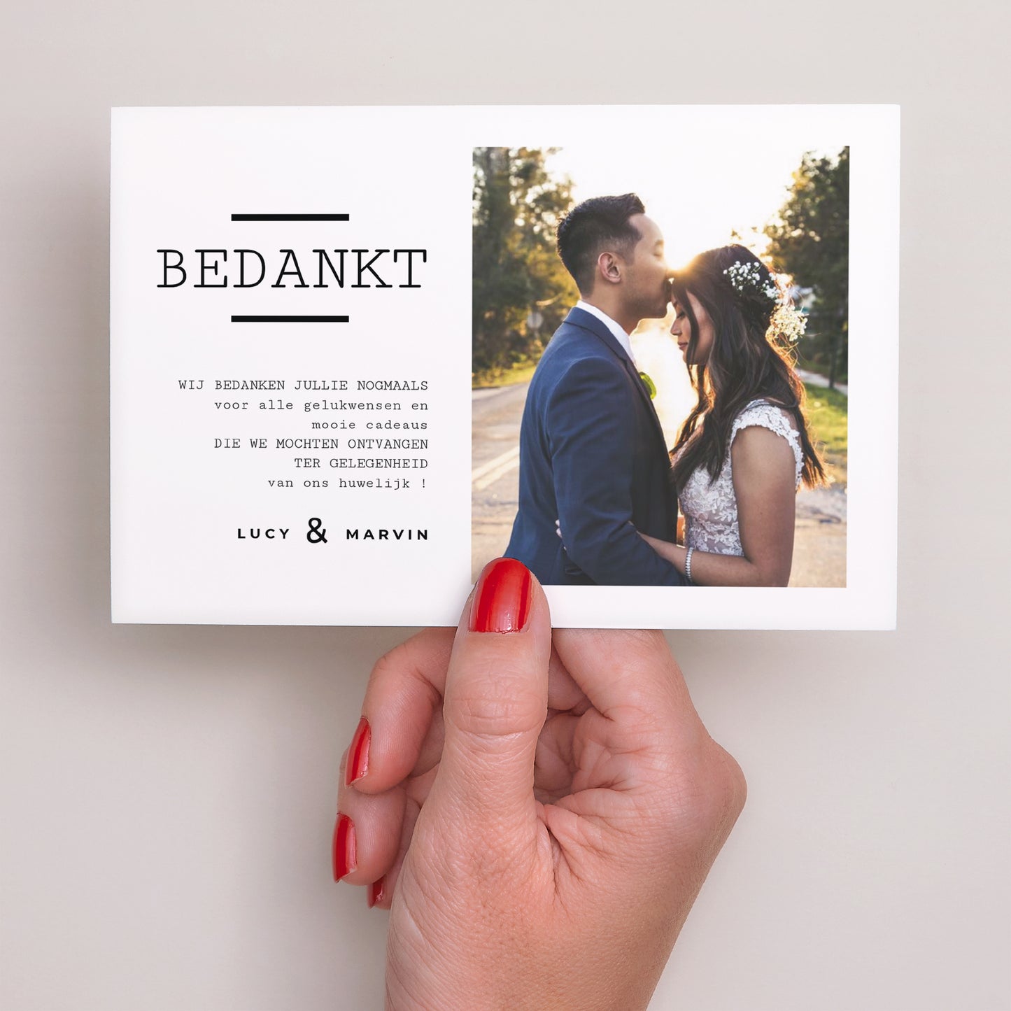 Bedankkaart Huwelijk Landschap Cappuccino foto N° 3