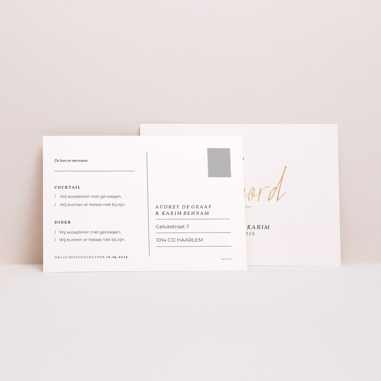 RSVP kaart Huwelijk Landschap Op se Marie foto N° 2