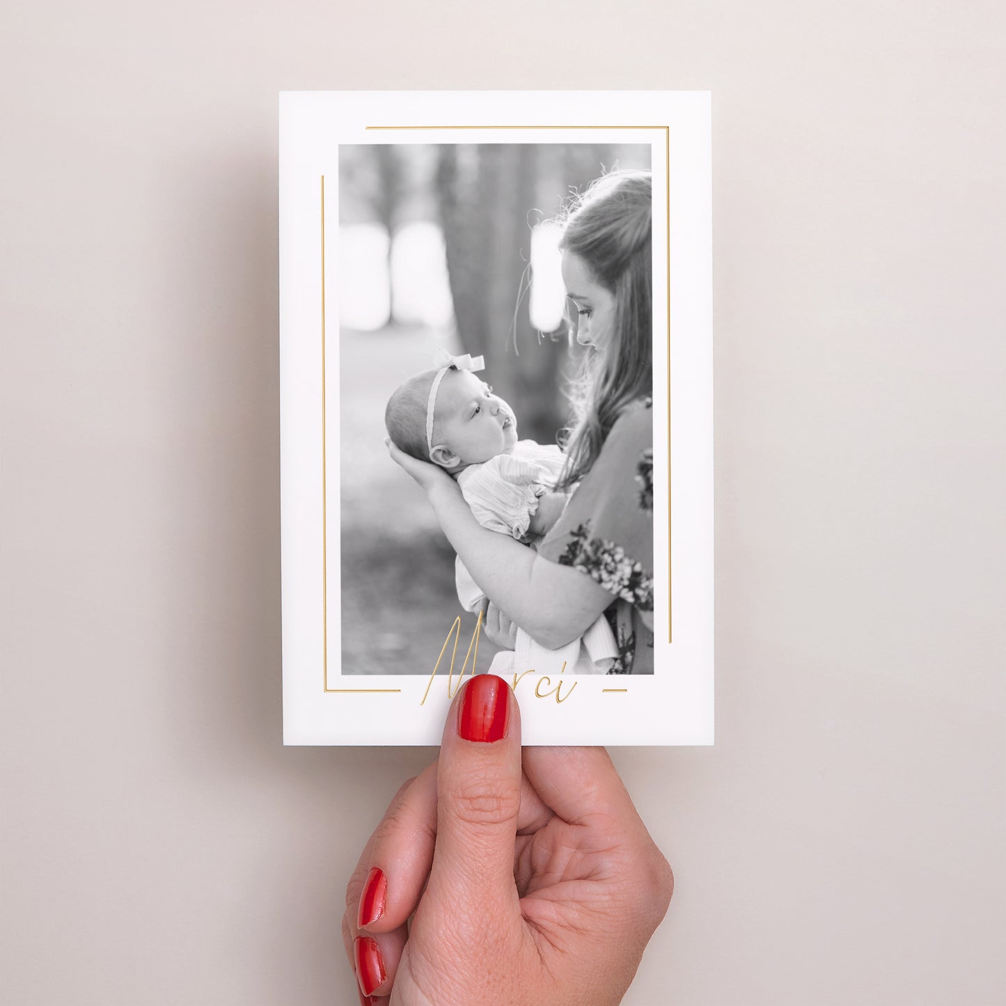 Bedankkaart Geboorte Portret Baby Girl Gold foto N° 2