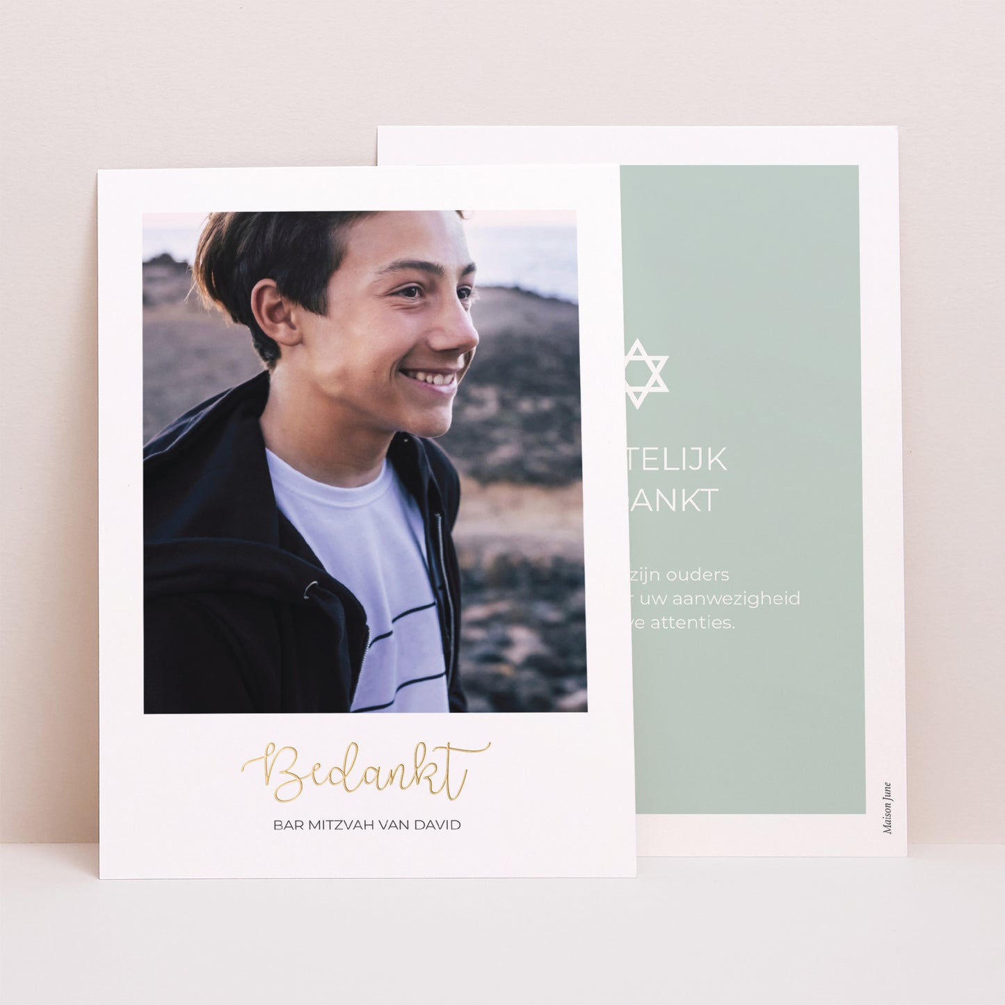 Bedankkaart Bar Mitswa Portret Mijn Bar Mitzvah foto N° 1