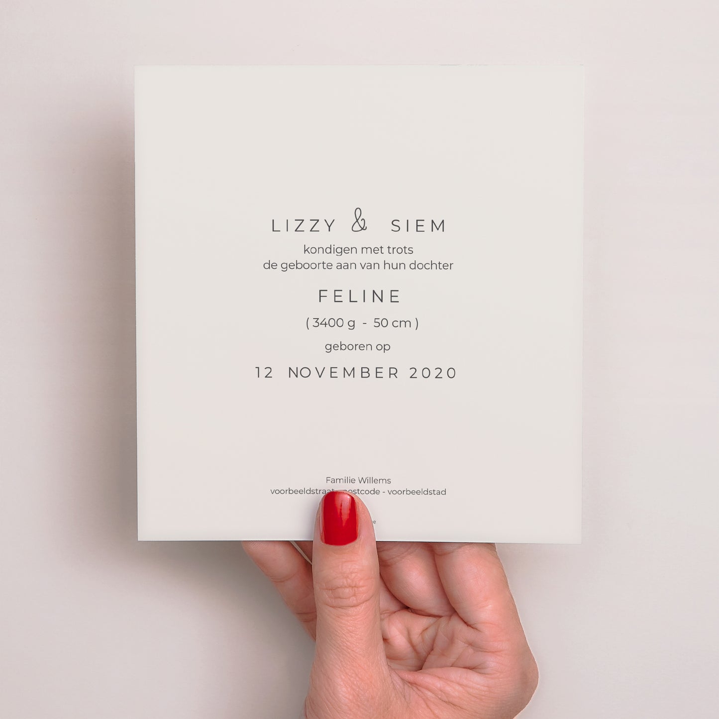 Uitnodigingskaart Geboorte Vierkant Moderne Doré foto N° 3