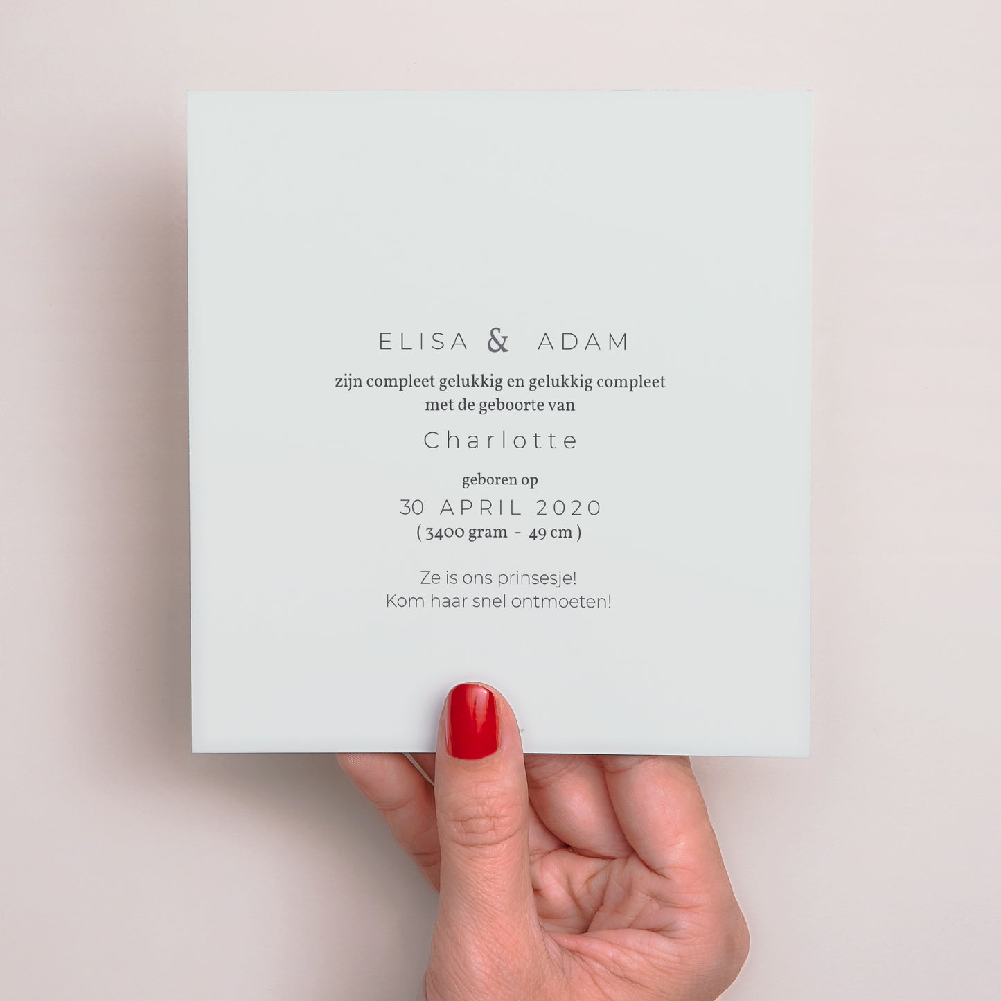 Uitnodigingskaart Geboorte Vierkant Douceur foto N° 3