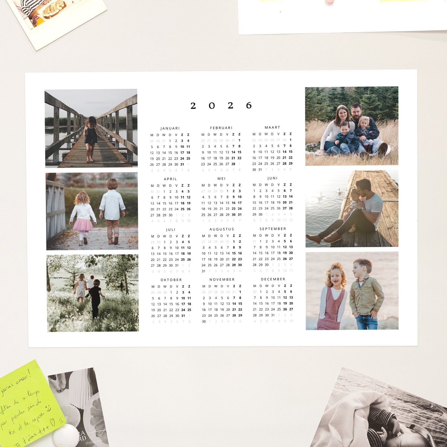 Kalender Eindejaar Magnetisch, enkelvoudig landschap Familiefoto's foto N° 1