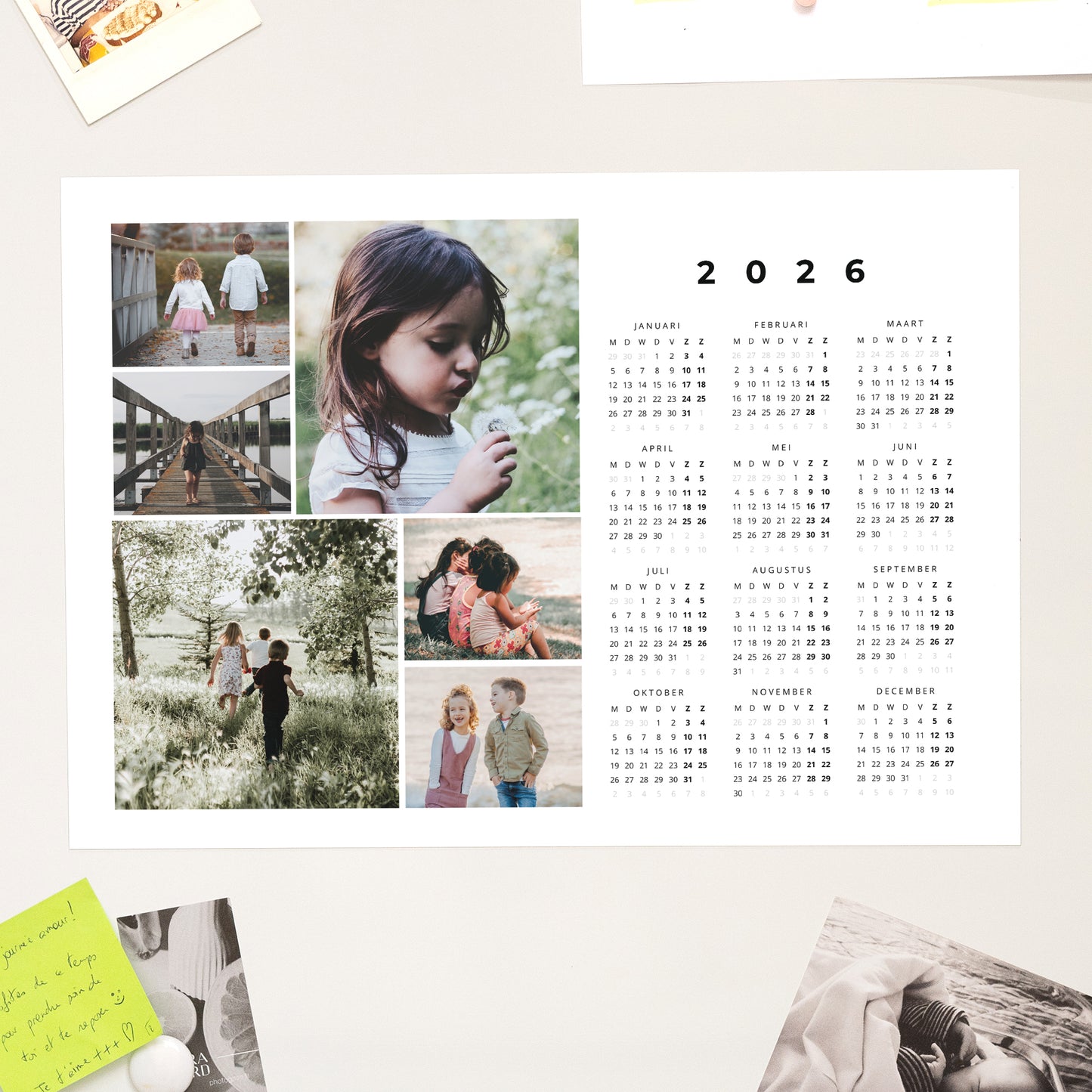 Kalender Eindejaar Magnetisch, enkelvoudig landschap Familiefoto's foto N° 1