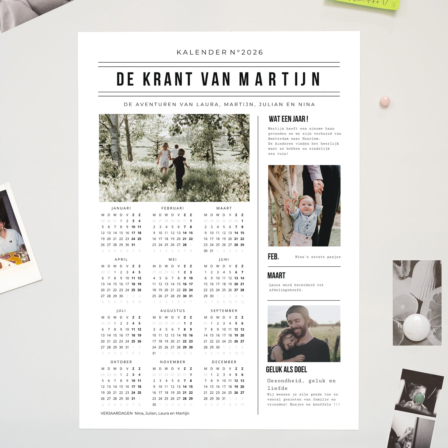 Kalender Eindejaar Magnetische, eenbladige kalender Jaarboek foto N° 1