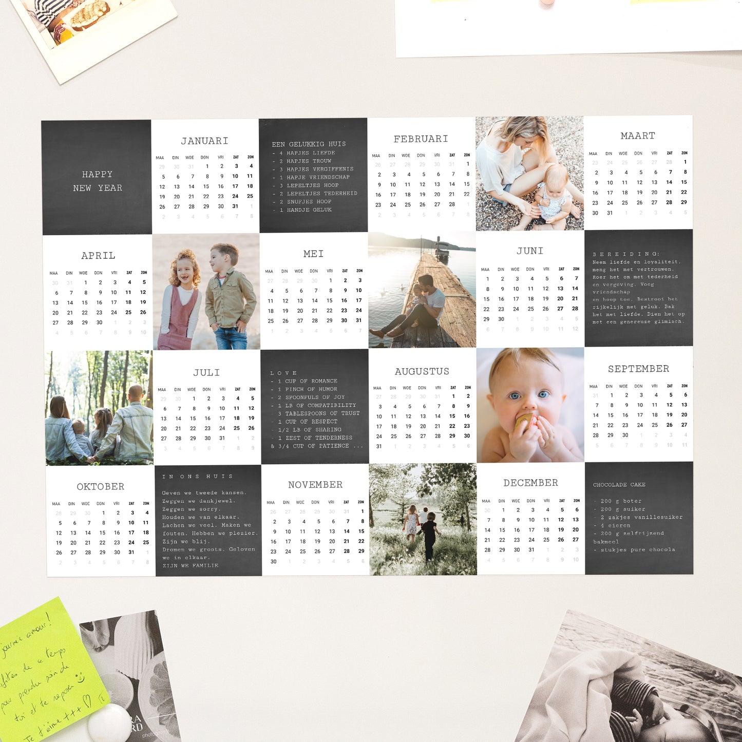 Kalender Eindejaar Magnetisch, enkelvoudig landschap Recept voor geluk foto N° 1