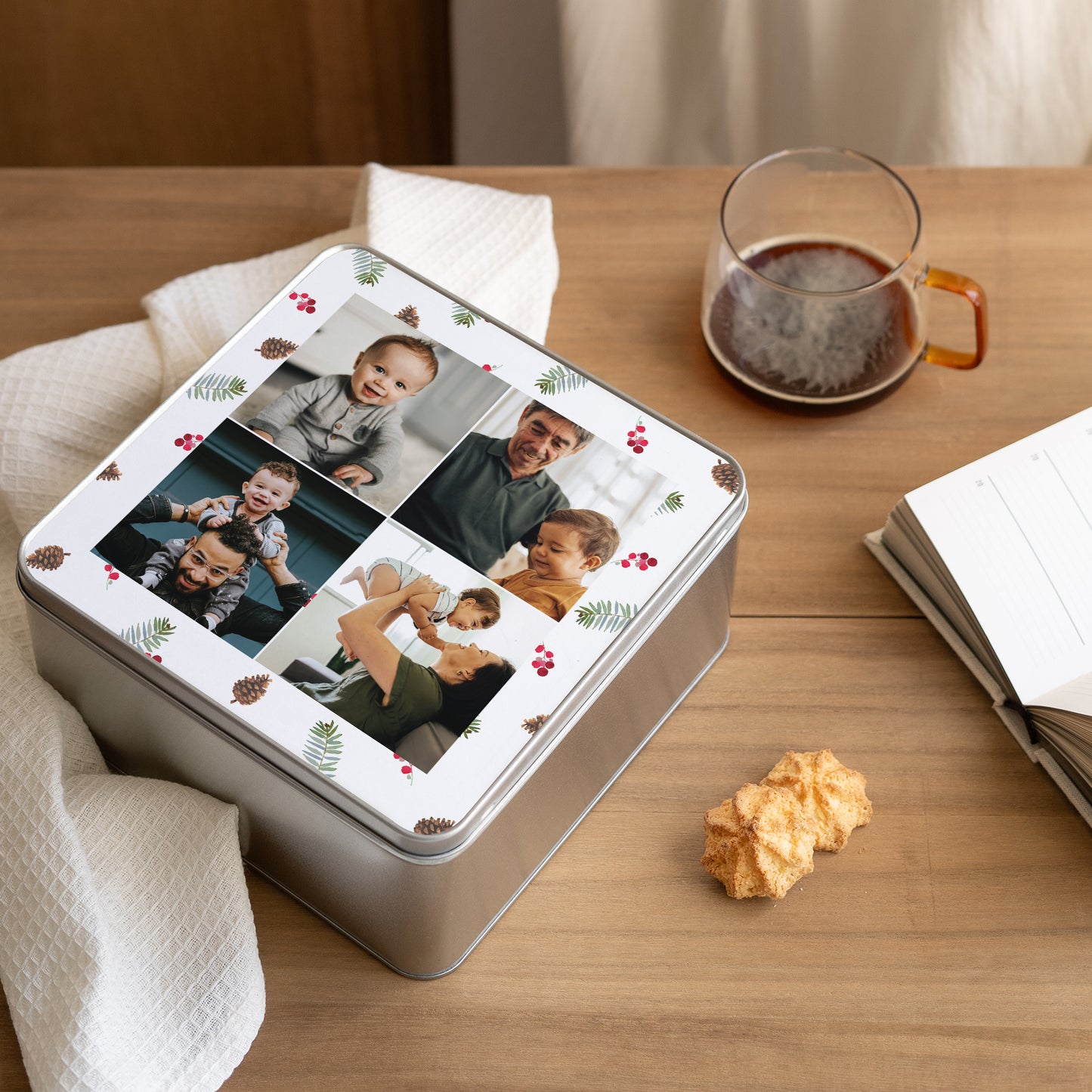Metalen doos Eindejaar Vierkant Foto's en bossen foto N° 2