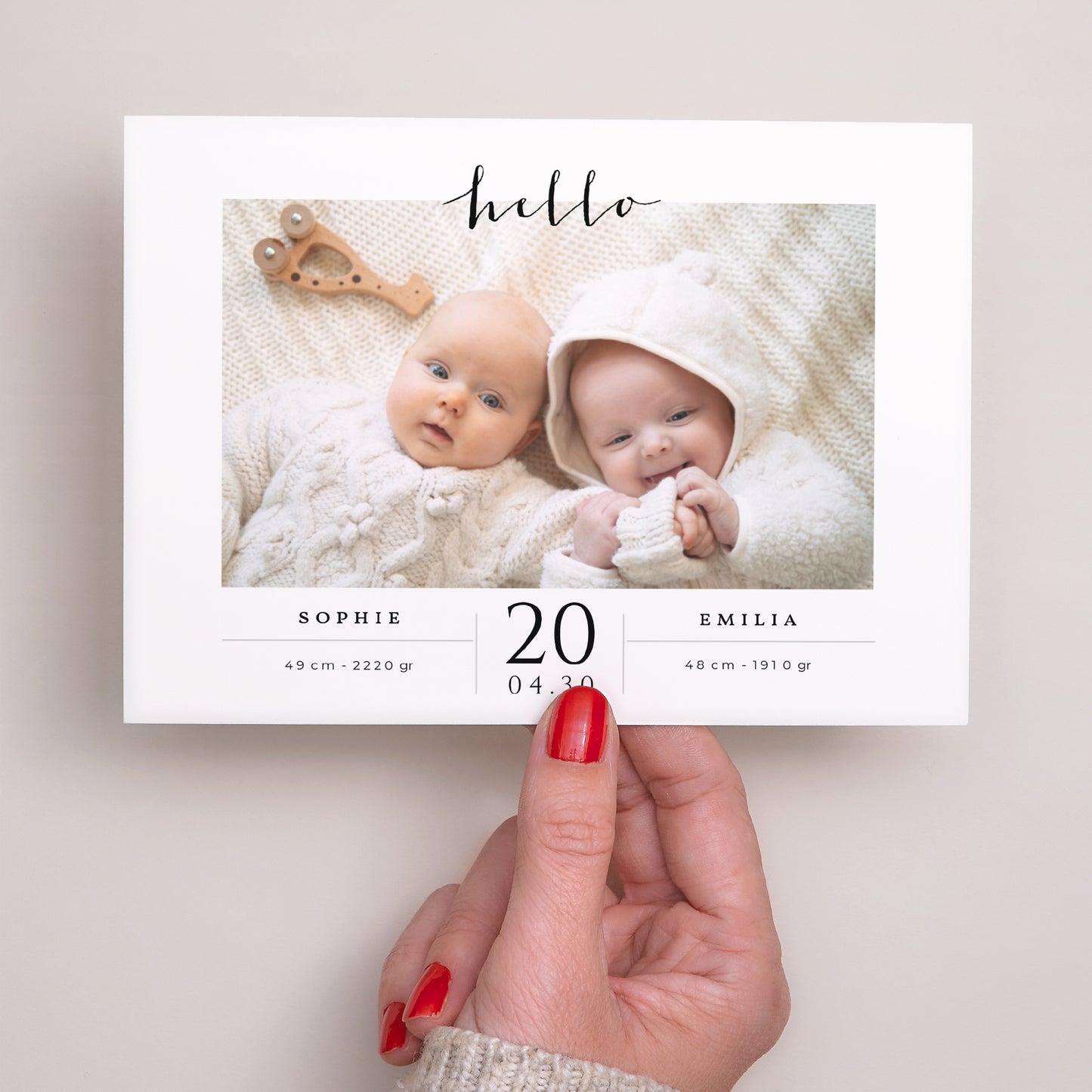 Uitnodigingskaart Geboorte Landschap Hallo tweeling foto N° 3