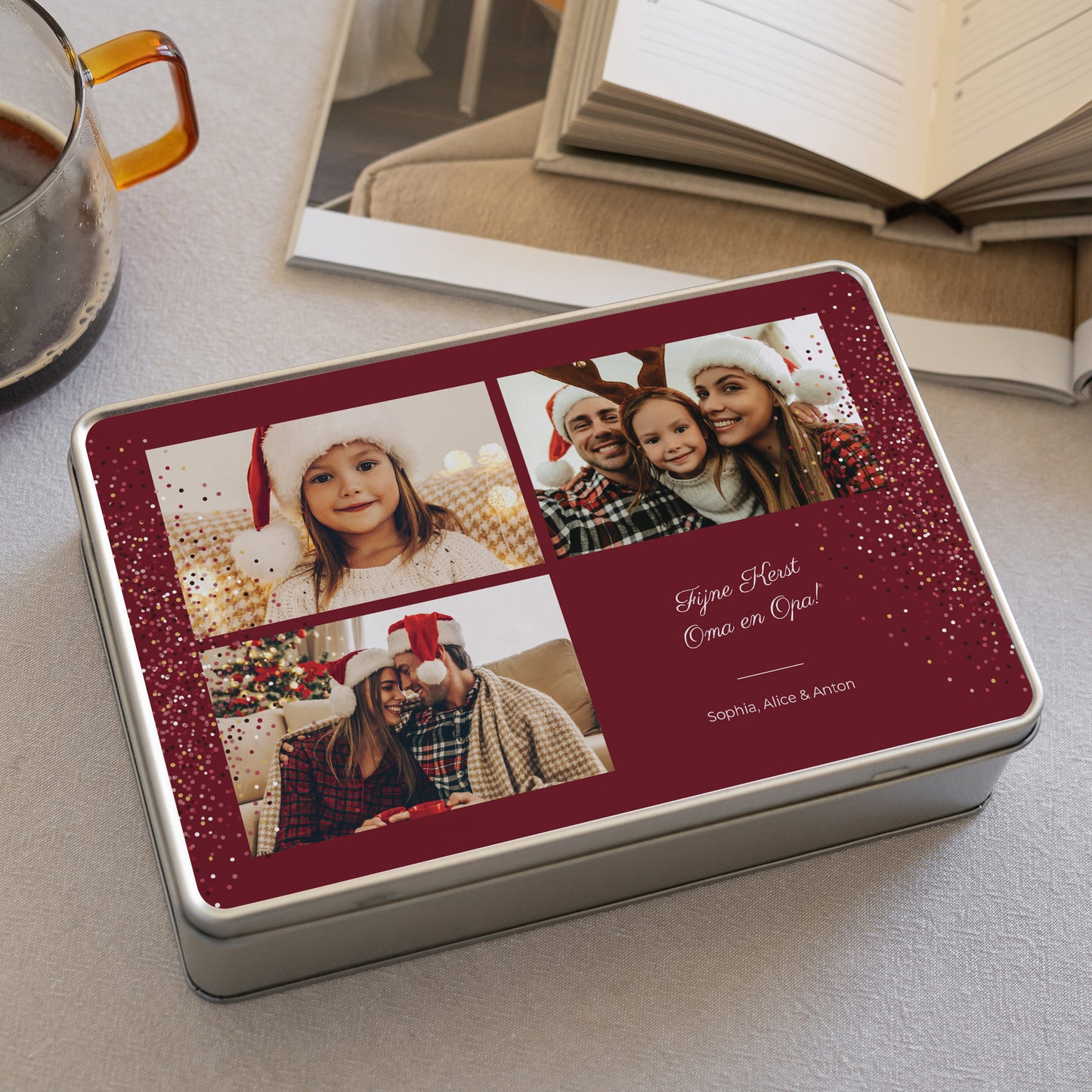 Metalen doos Eindejaar Rechthoek Frame & Glitter foto N° 2