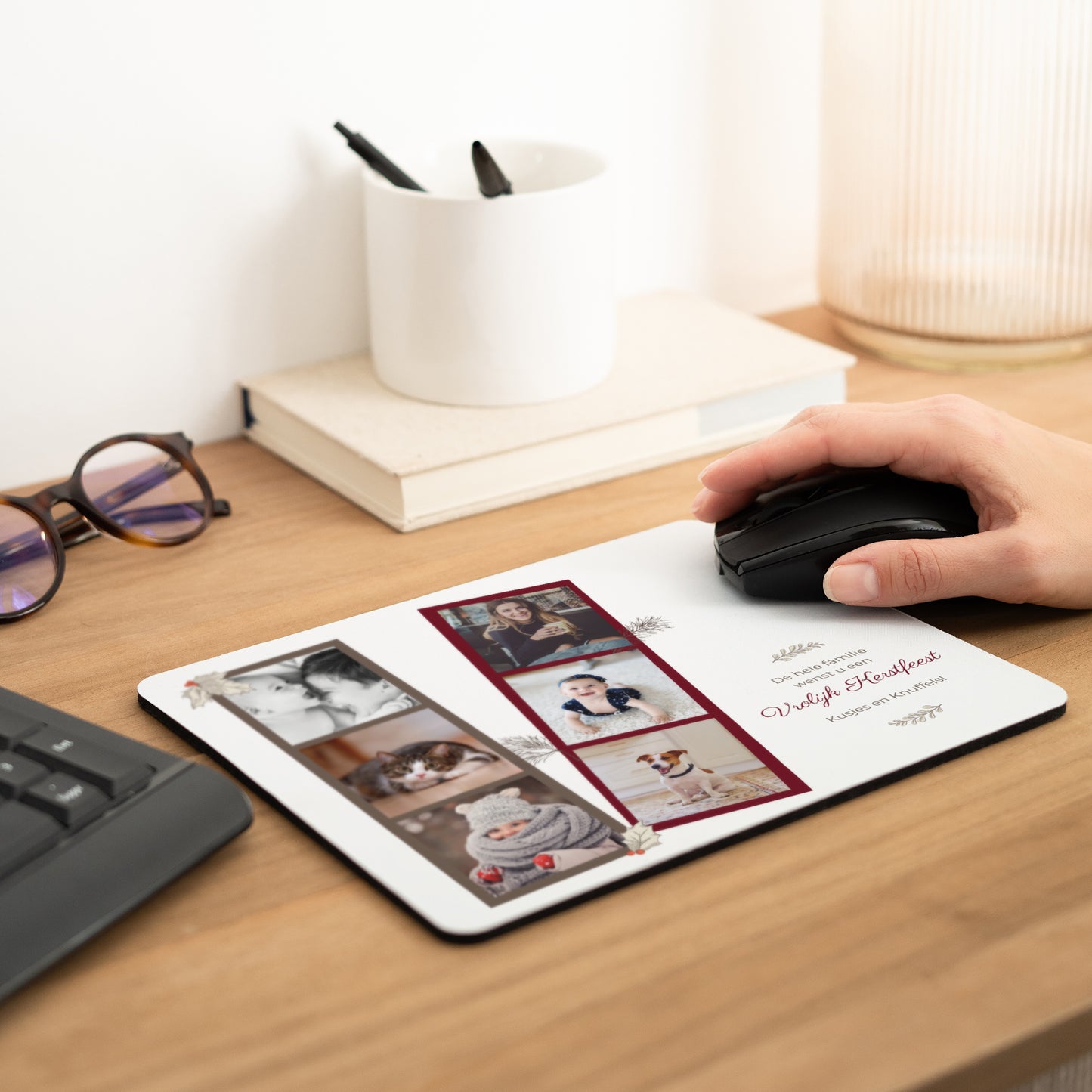 Muismat Objecten Rechthoek Kerstbladeren & takken foto N° 2