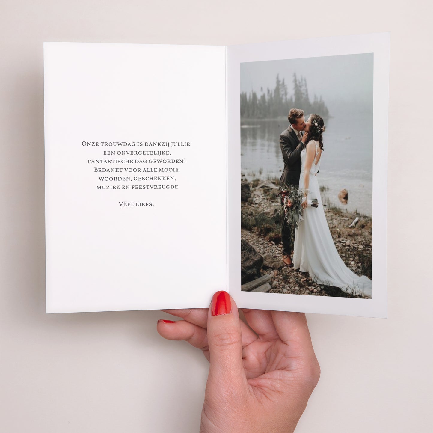 Bedankkaart Huwelijk Dubbel portretvenster Brin d'Amour foto N° 2