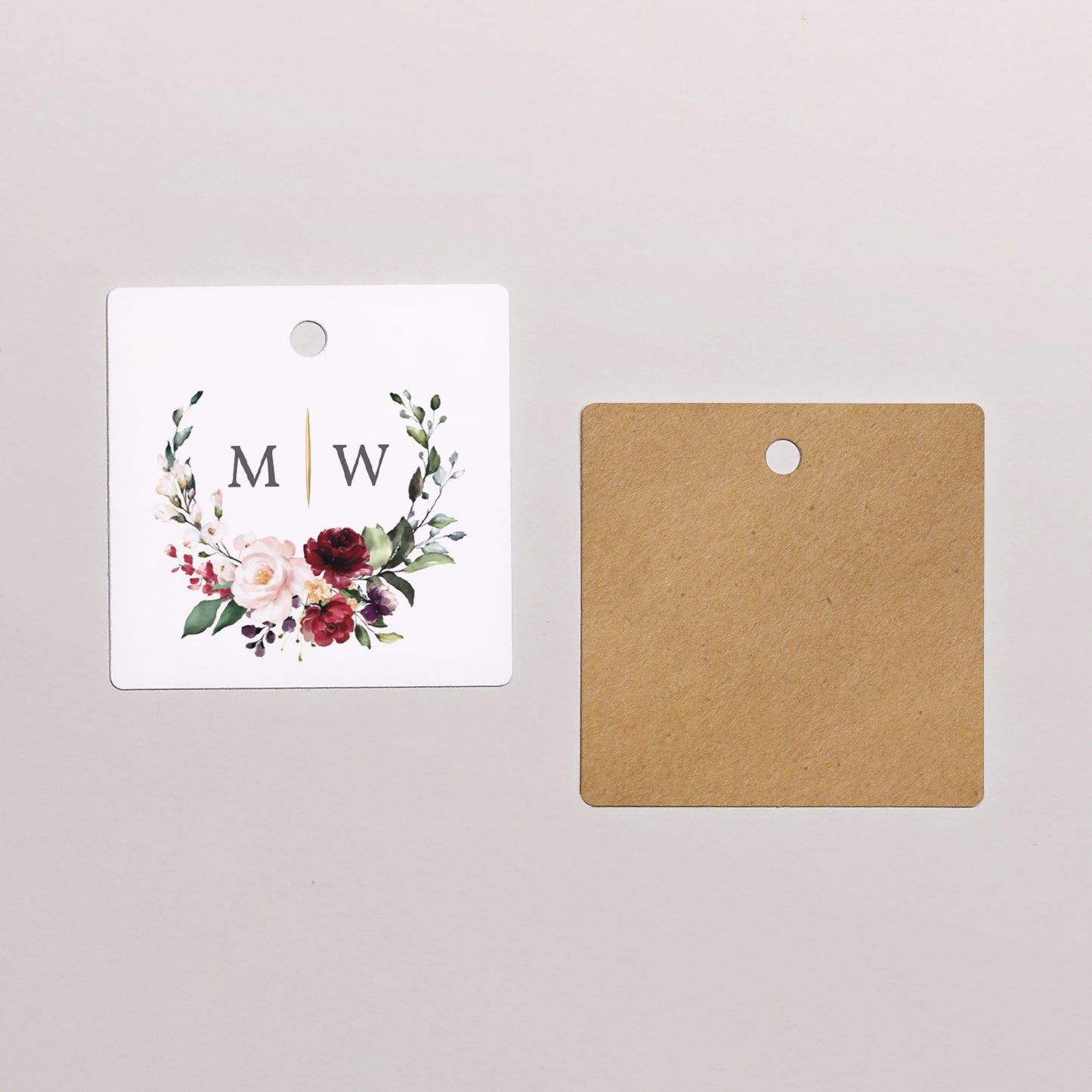 Cadeaulabel Huwelijk Vierkant Marsala-kroon foto N° 1