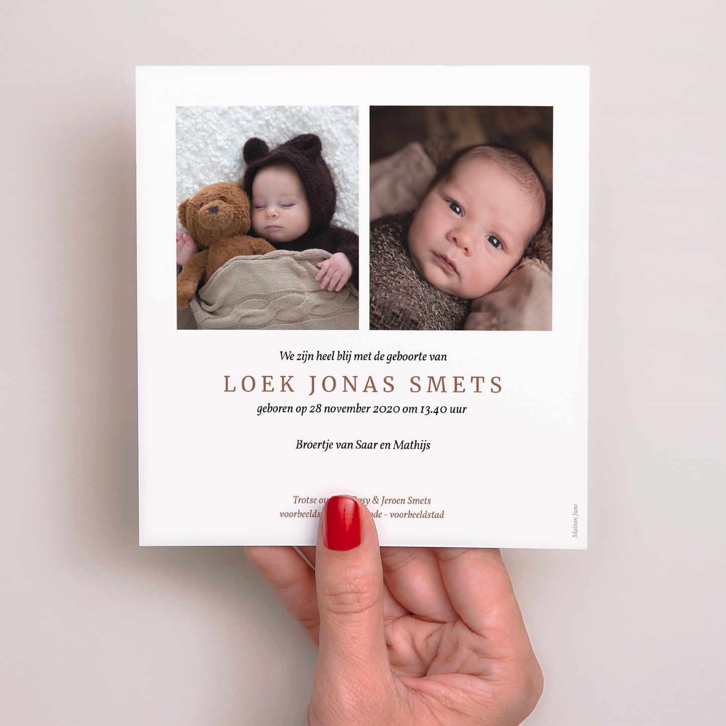 Uitnodigingskaart Geboorte Vierkant Trapauto foto N° 3