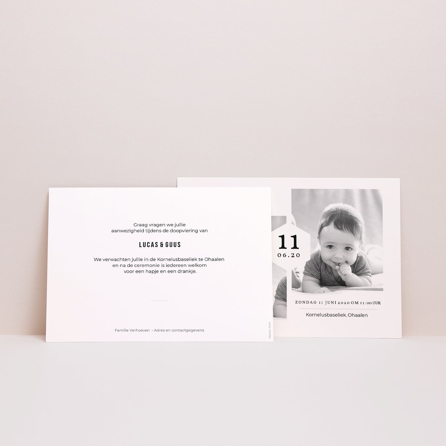 Uitnodigingskaart Doop Landschap Dubbele zegen foto N° 3