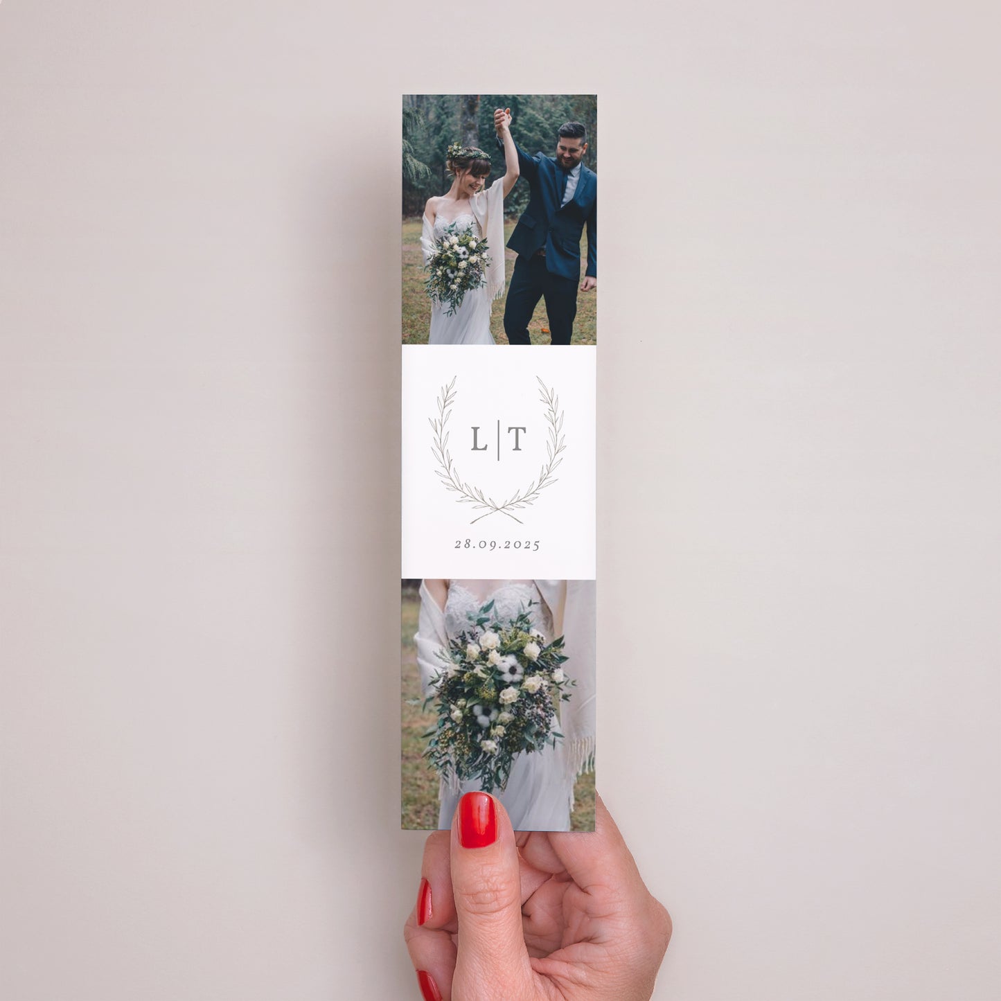 Bedankkaart Huwelijk Bladwijzer Kinfolk bloemen foto N° 2