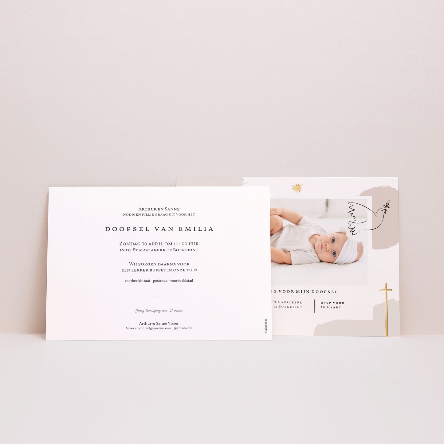 Uitnodigingskaart Doop Landschap Kunstzinnig foto N° 3