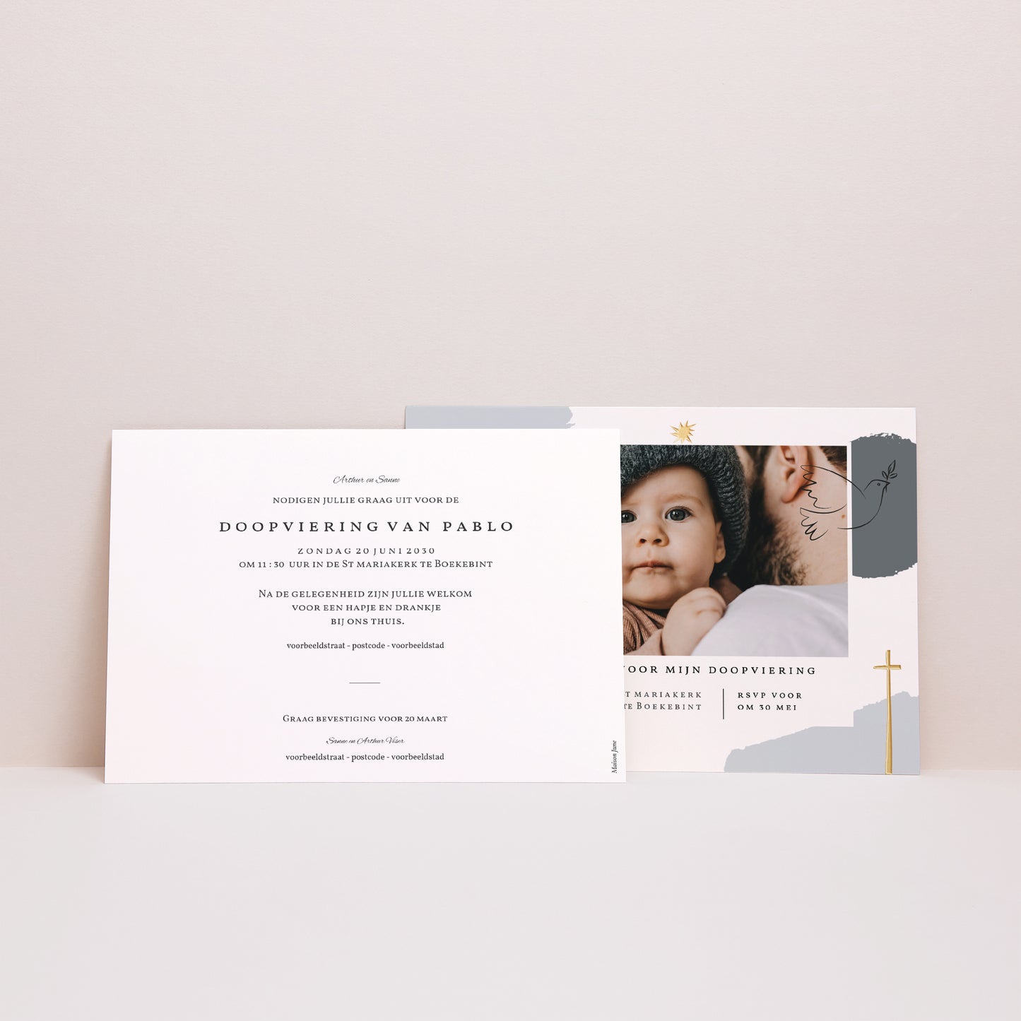 Uitnodigingskaart Doop Landschap Artsy-Kunstwerk foto N° 3