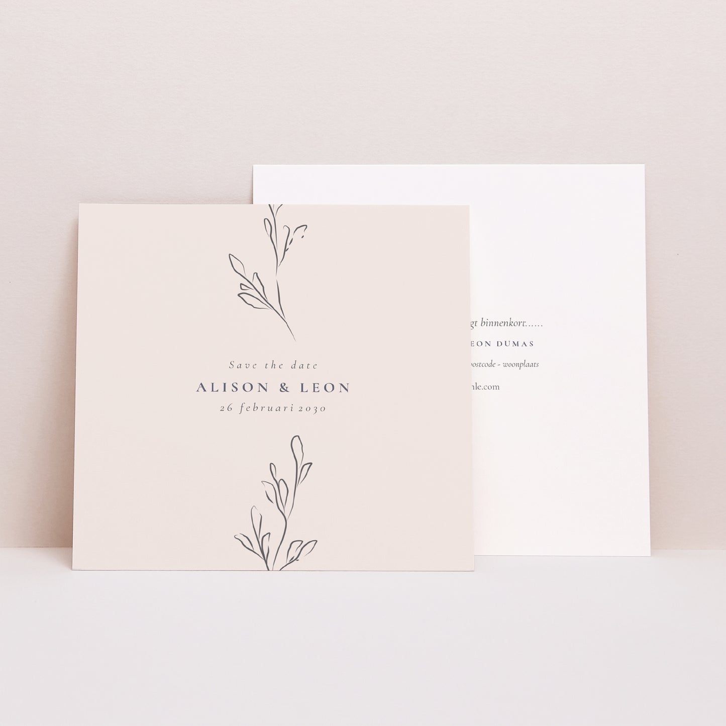 Save the date kaart Huwelijk Vierkant Inspiratie Kinfolk foto N° 1