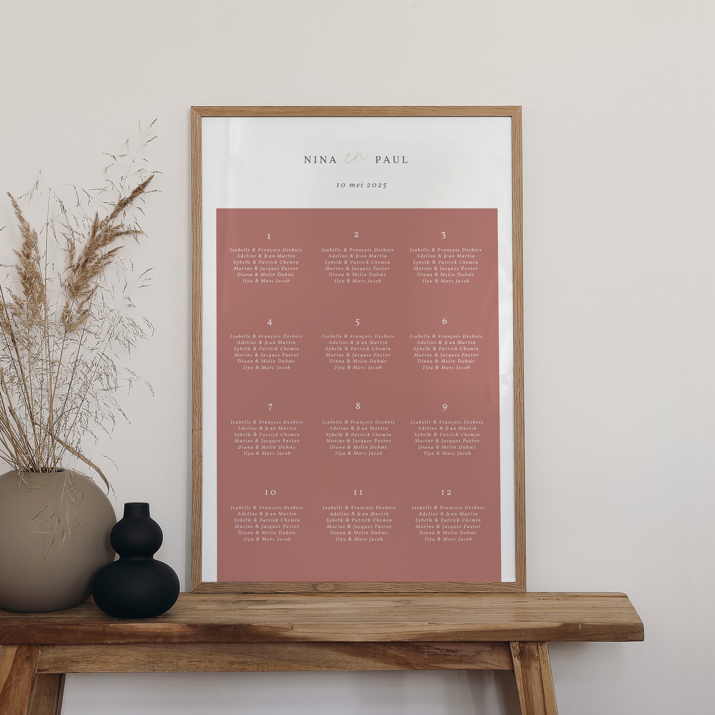 Tafelplan Huwelijk Portret 60 x 90 cm Boheemse geest foto N° 2