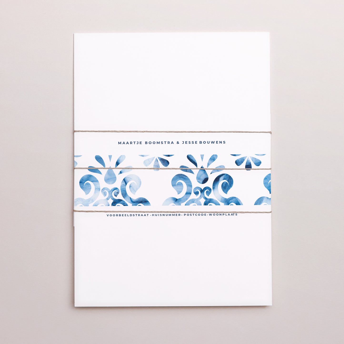 Uitnodigingskaart Huwelijk 3 kaarten, lint Azulejos foto N° 4