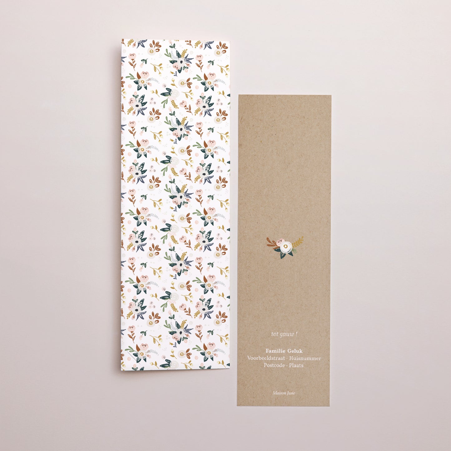 Uitnodigingskaart Geboorte Fotocabine bladwijzer Duizend bloemen foto N° 3
