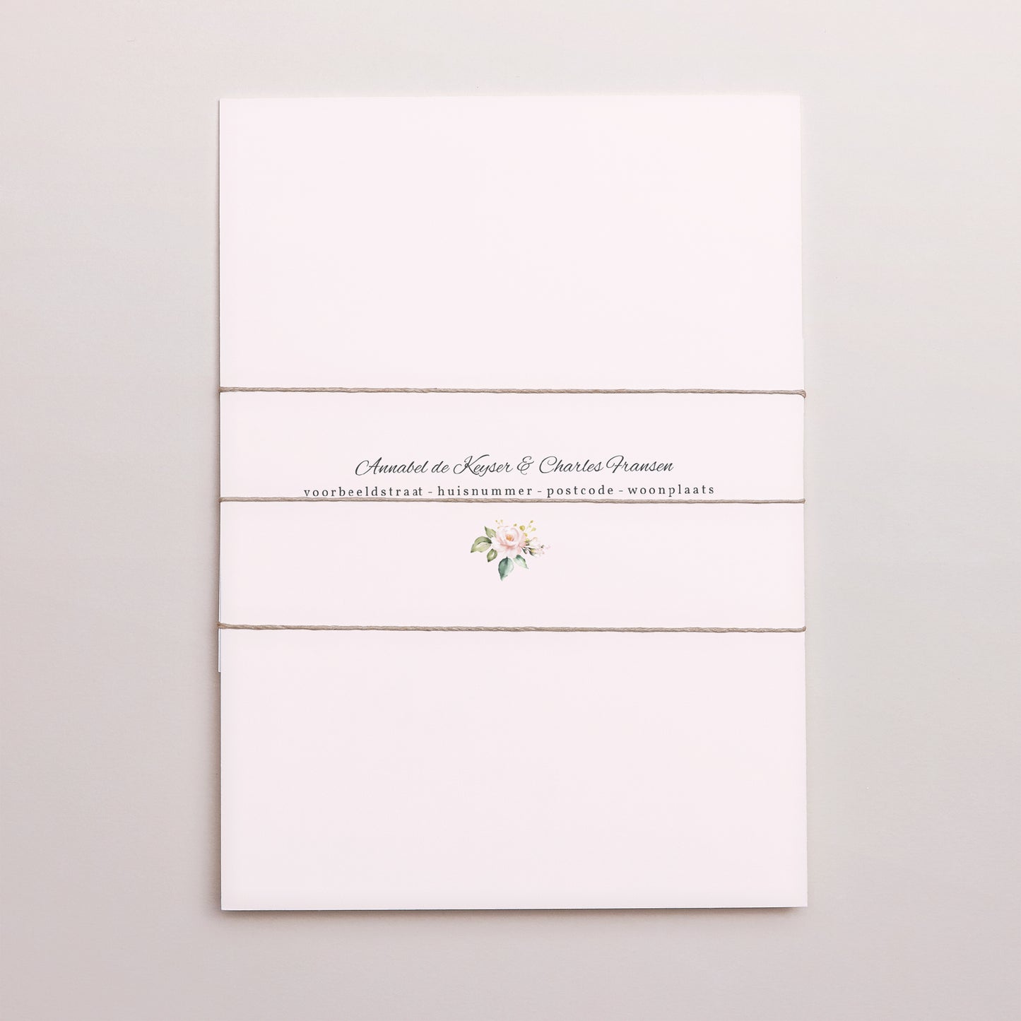 Uitnodigingskaart Huwelijk 3 kaarten, lint Romantische kraft foto N° 4