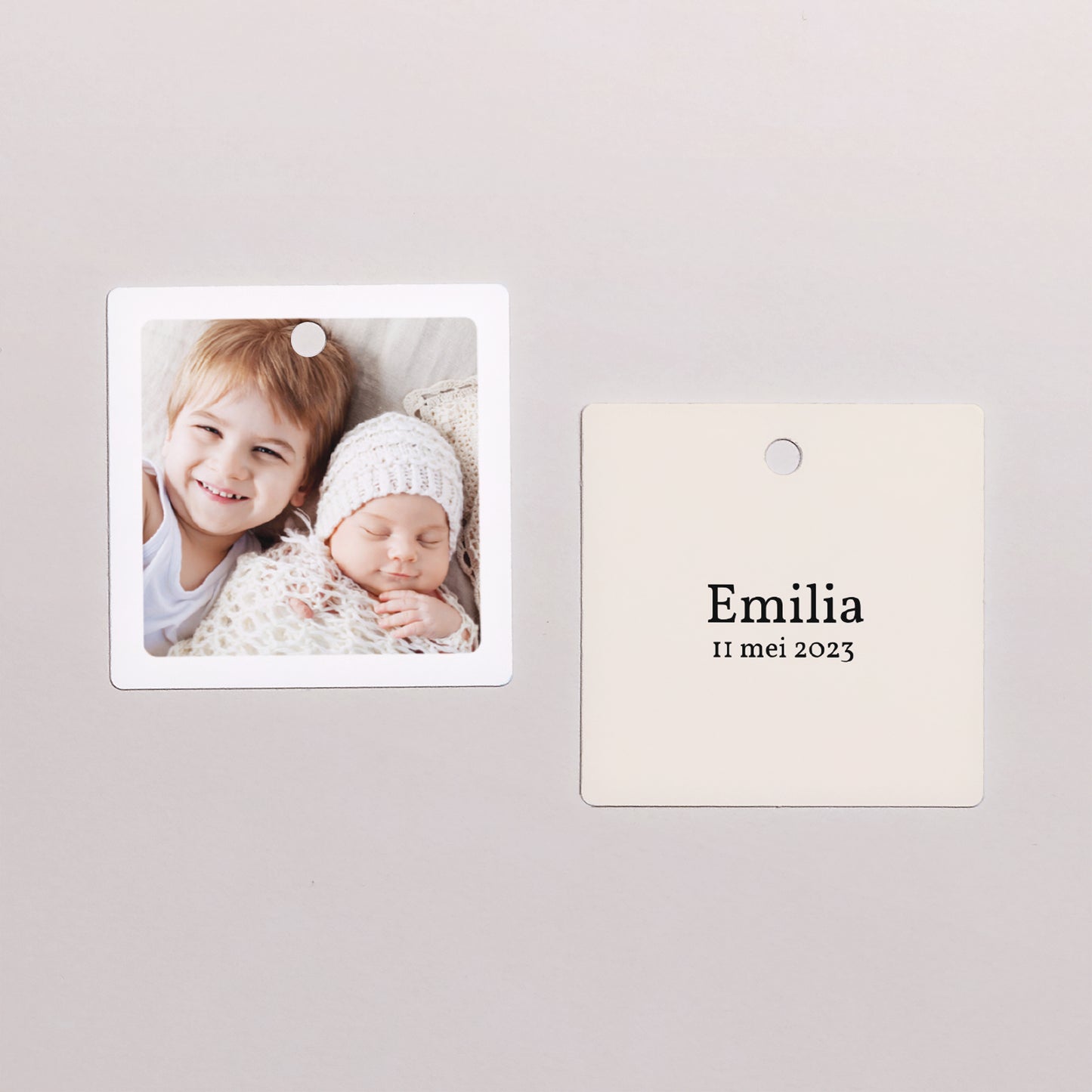 Cadeaulabel Geboorte Vierkant Multifoto Carré foto N° 1