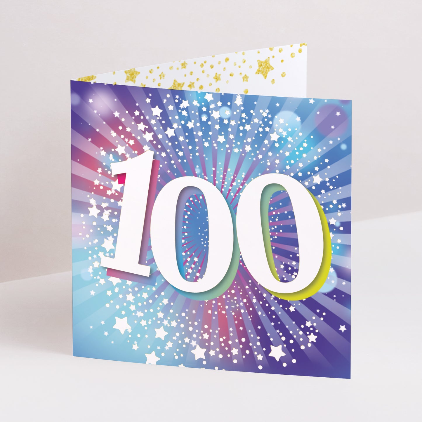 Uitnodigingen Verjaardag Volwassene Dubbel vierluik 100 jaar, Feestelijk, Vernis foto N° 1