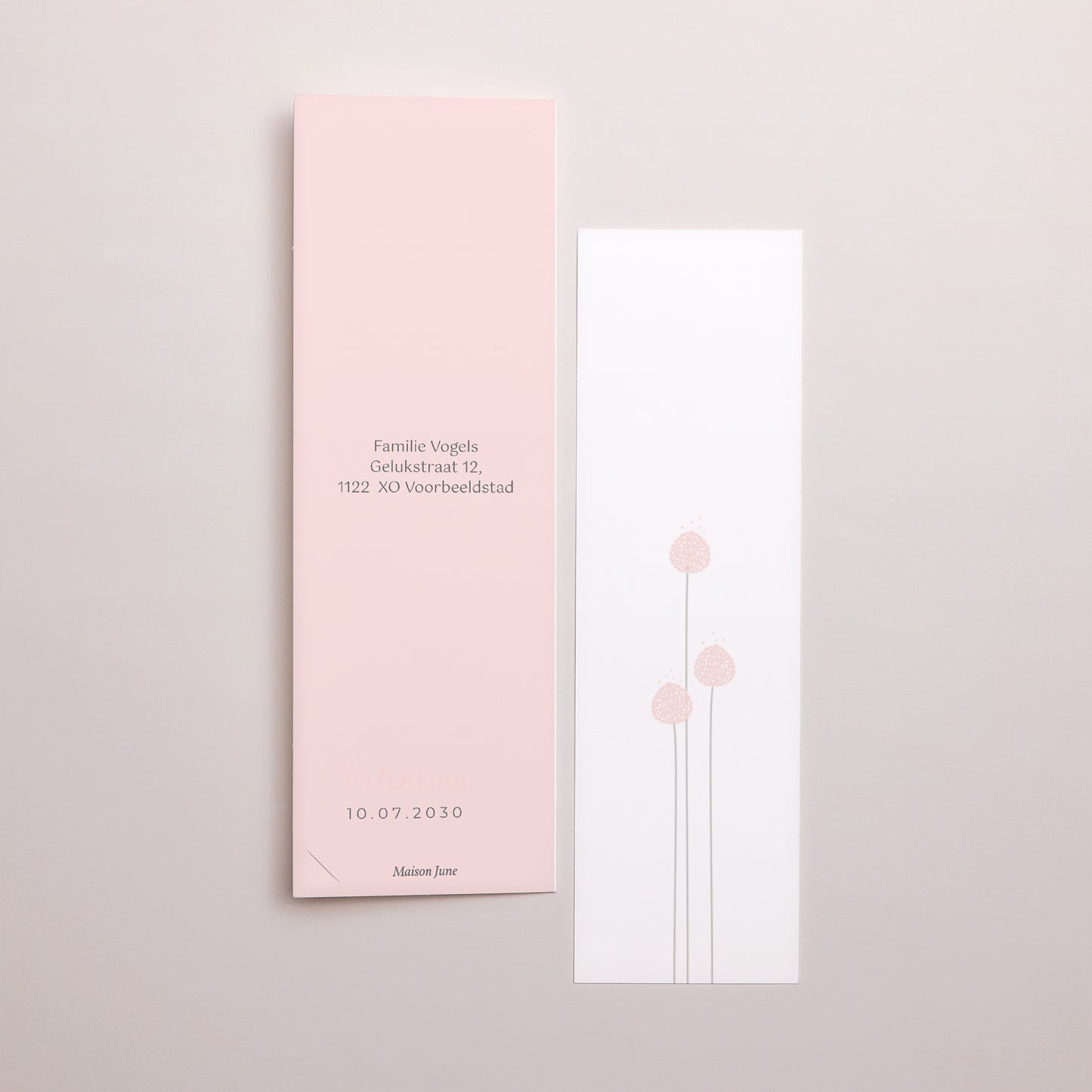 Uitnodigingskaart Geboorte Fotocabine bladwijzer Knoppen van een Roos foto N° 3