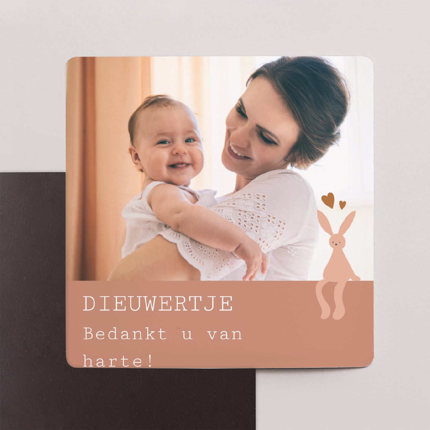 Uitnodigingskaart Geboorte Set van 9, magnetisch. Roze jurk, foto's, boekenlegger foto N° 1