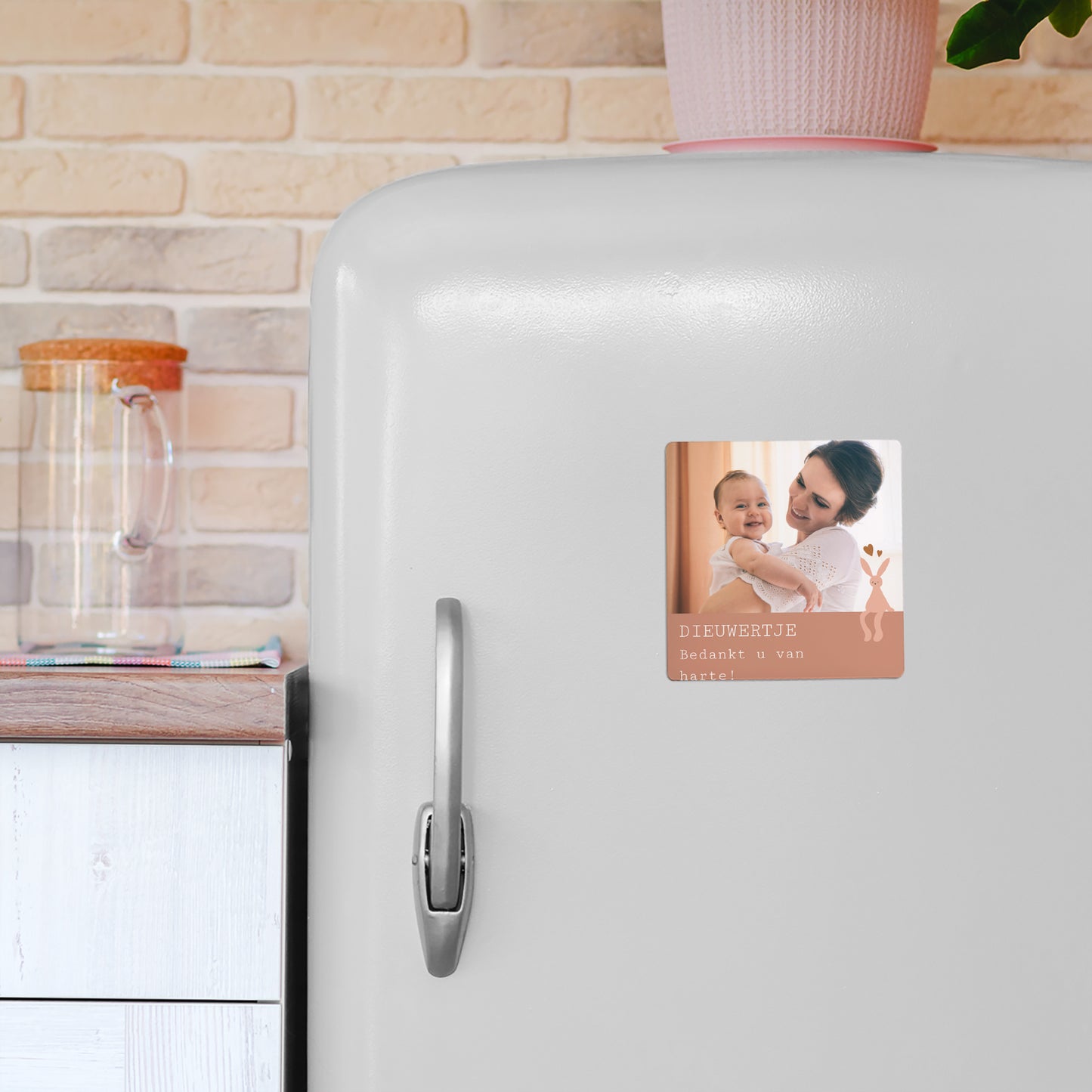 Uitnodigingskaart Geboorte Set van 9, magnetisch. Roze jurk, foto's, boekenlegger foto N° 4