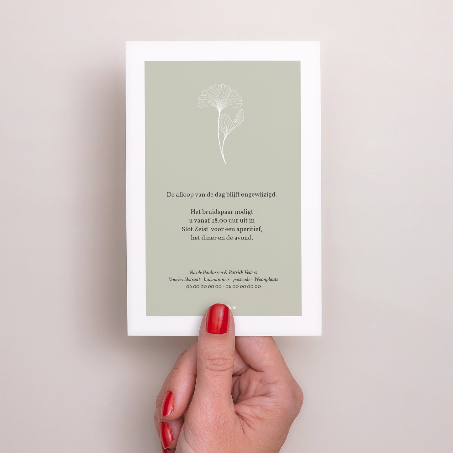 Kaart Huwelijk Portret Ginkgo Biloba, Gouden bladeren foto N° 3