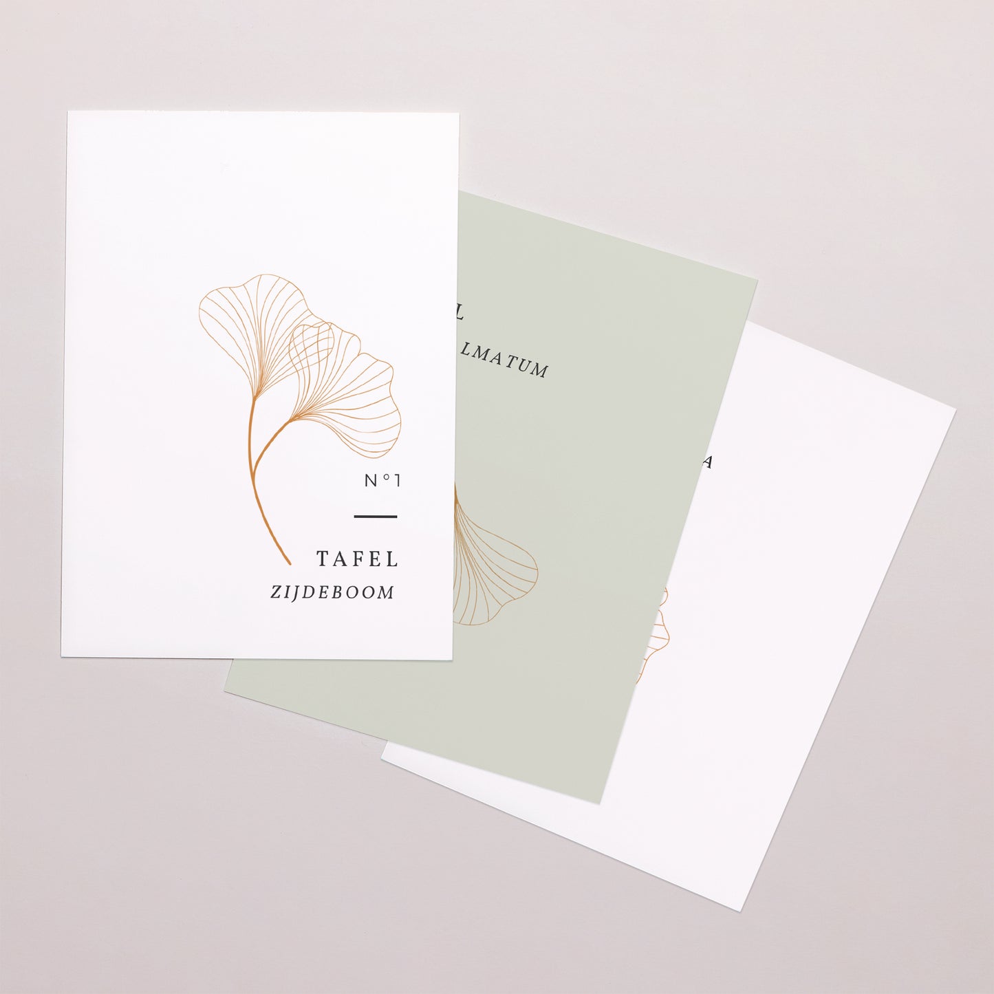 Tafelnummers Huwelijk Rechthoek Ginkgo Biloba, Gouden bladeren foto N° 1