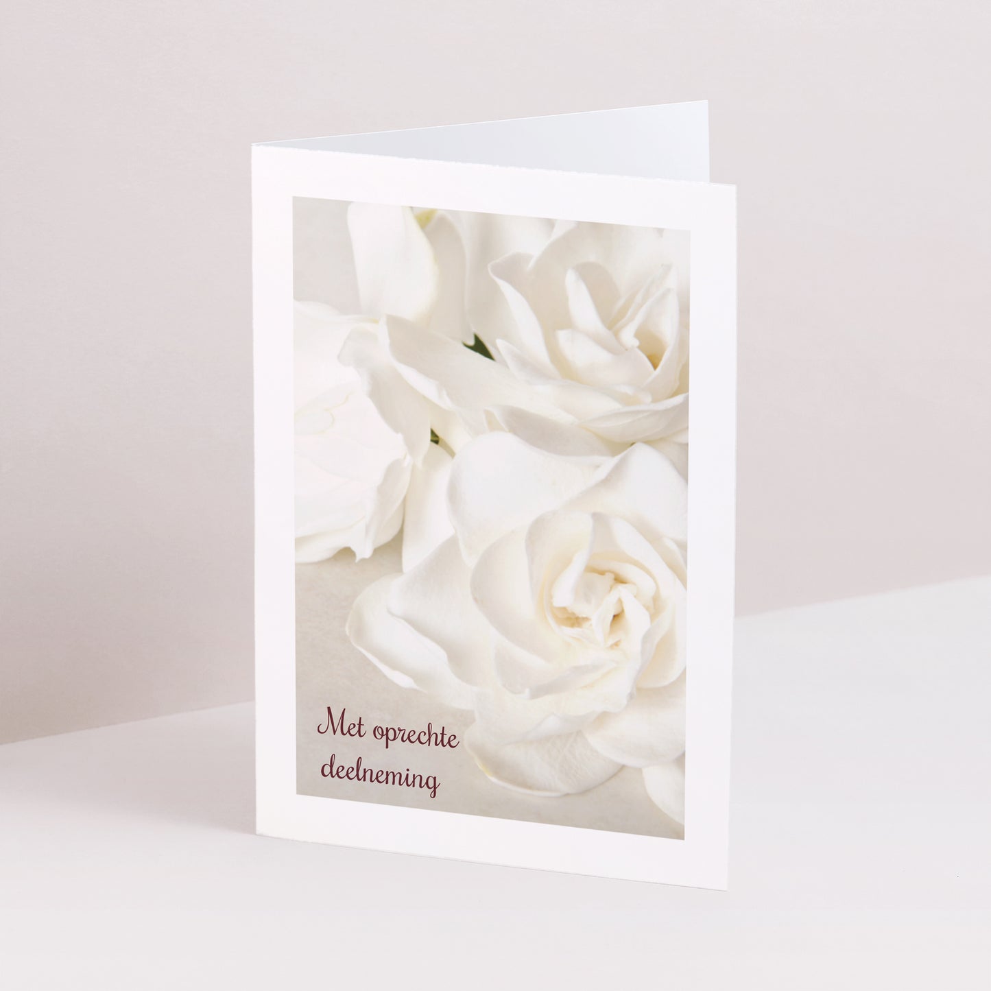 Condoleancekaart Overlijden Dubbel portretvenster Witte Bloemen foto N° 1