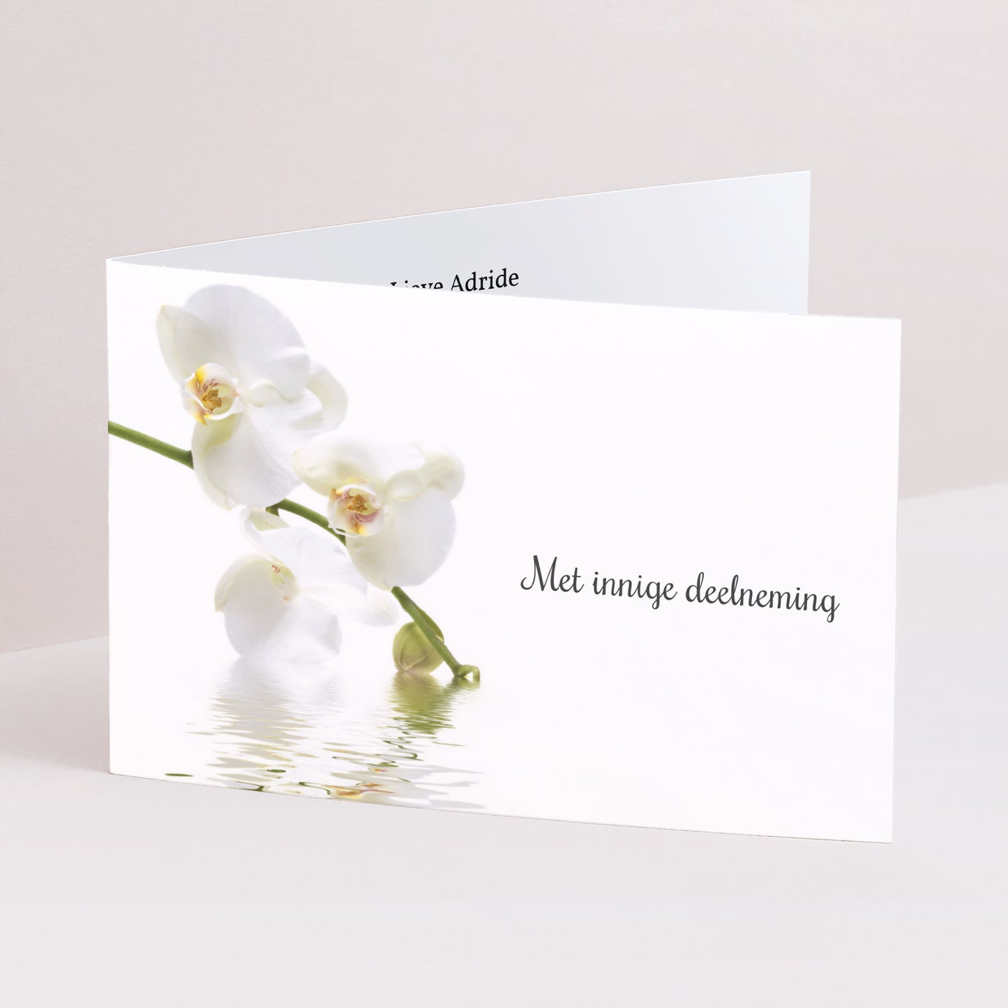 Condoleancekaart Overlijden Dubbele landschapspanelen Orchideeën, een aanraking van zuiverheid foto N° 1