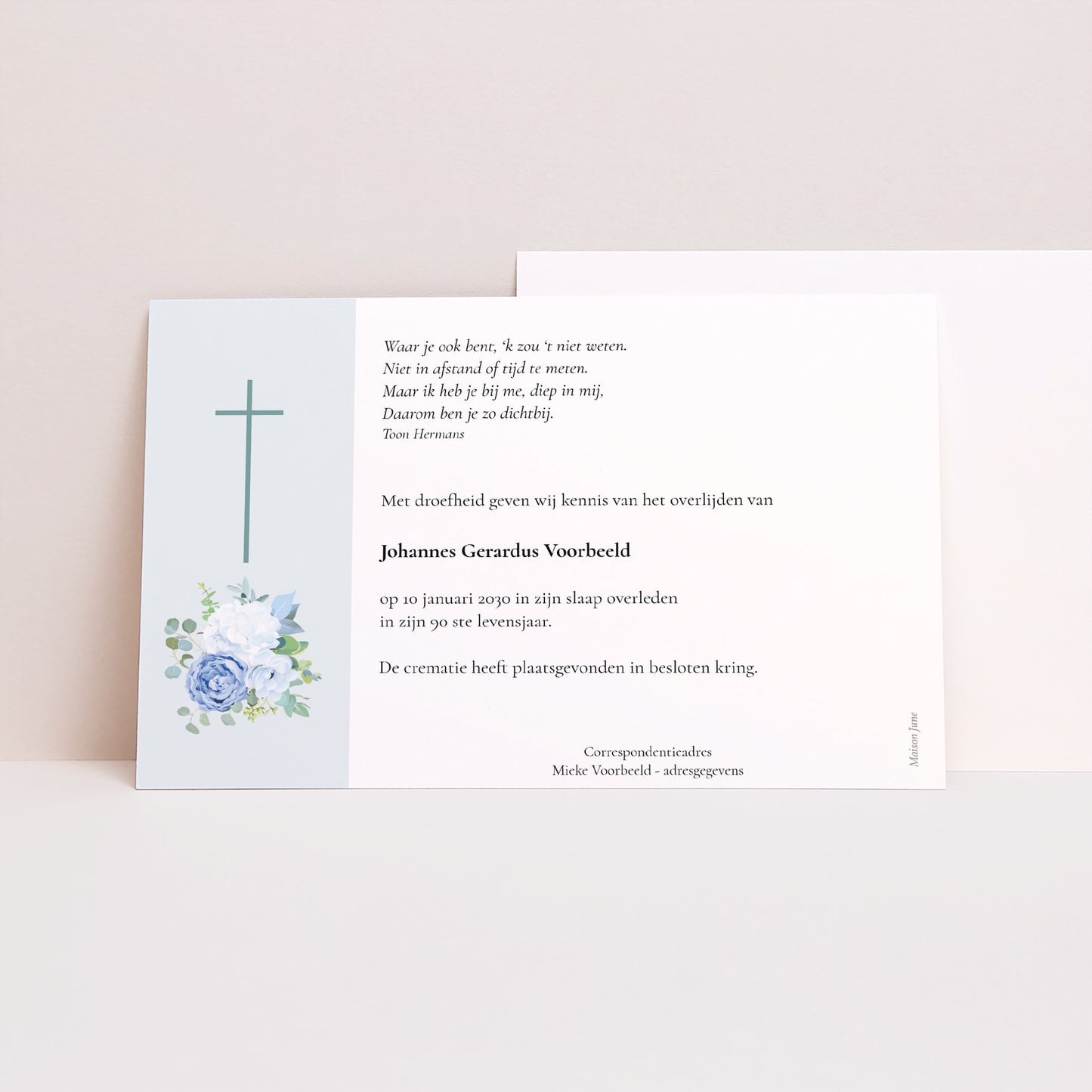 Uitnodigingskaart Overlijden Landschap Bloemen van zuiverheid foto N° 1