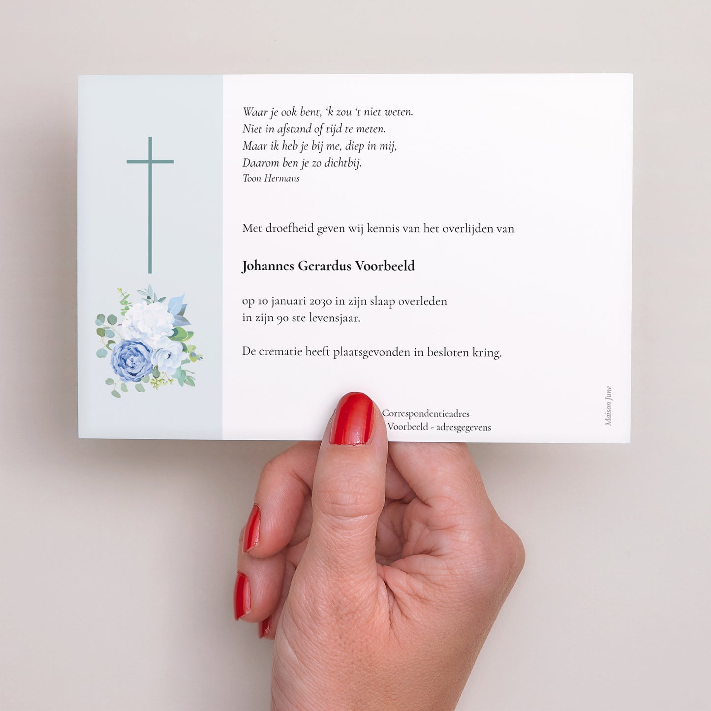 Uitnodigingskaart Overlijden Landschap Bloemen van zuiverheid foto N° 3