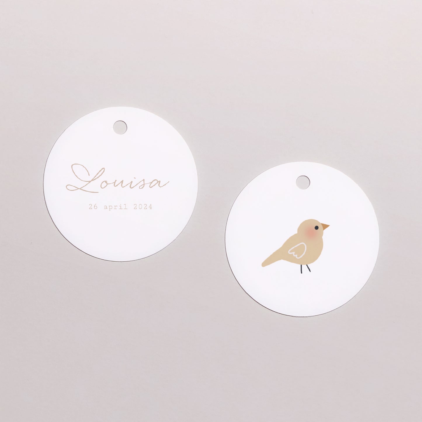 Cadeaulabel Doop Ronde Meisjesblouse, Oiselle beige foto N° 1