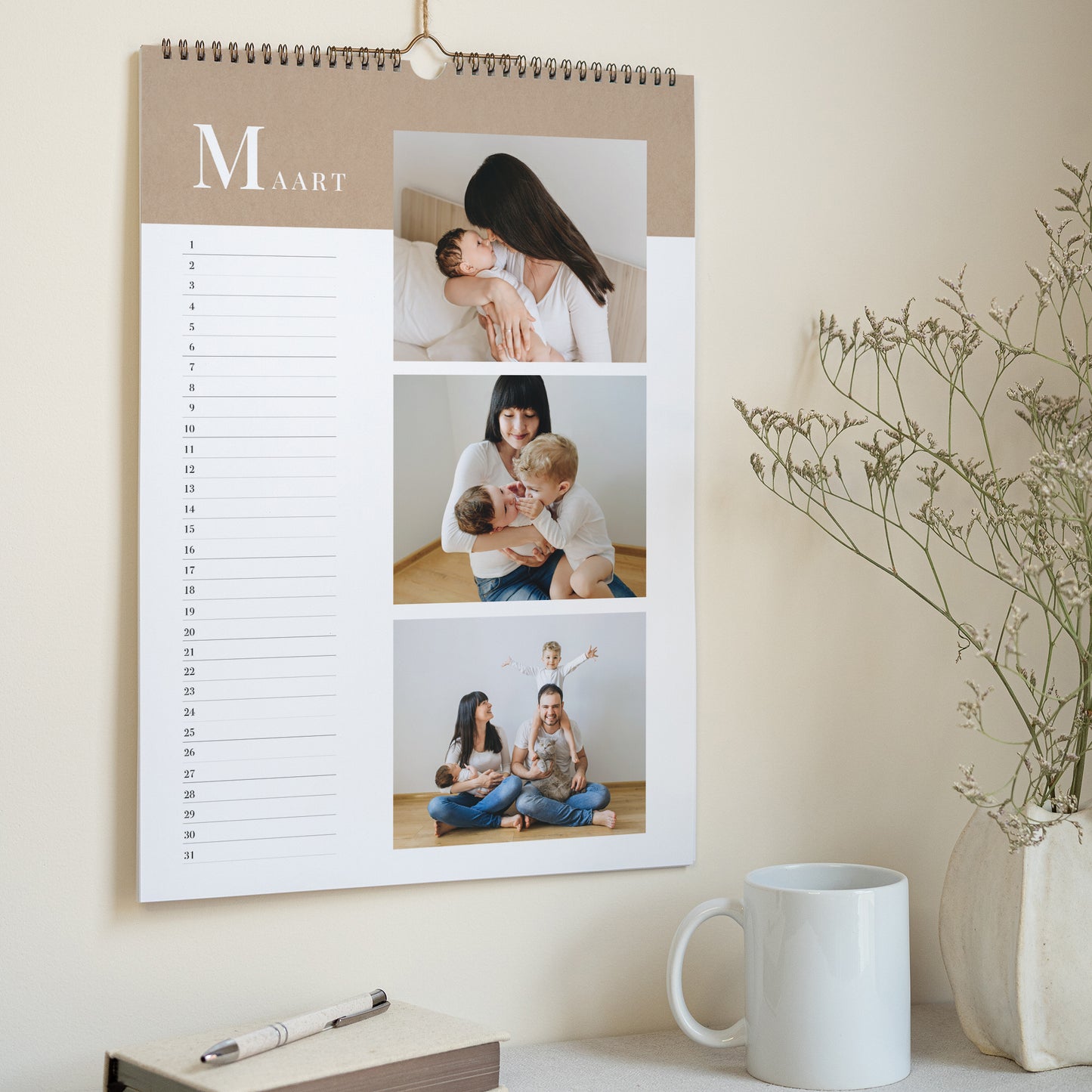 Kalender Eindejaar Muraal A3 Kerstkrans III foto N° 3