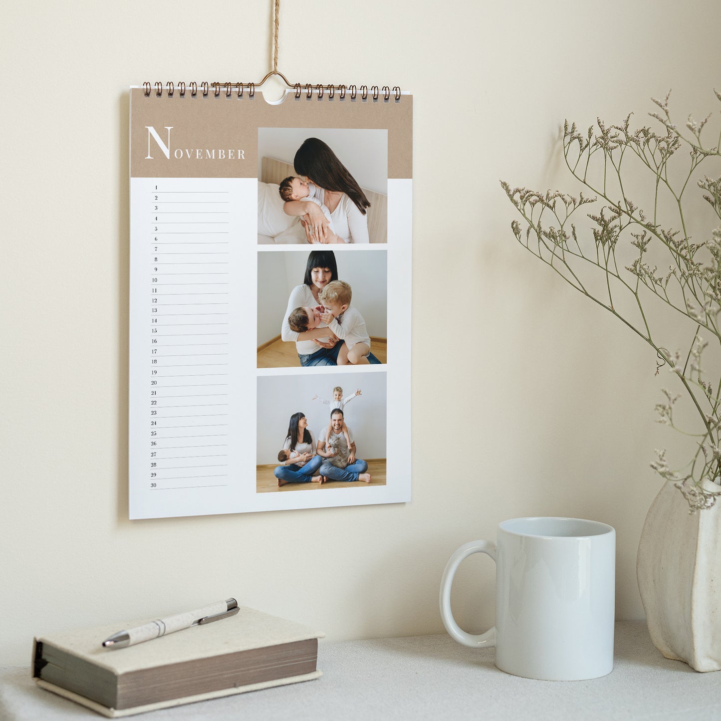 Kalender Eindejaar Muurschildering A4 Kerstkrans III foto N° 3