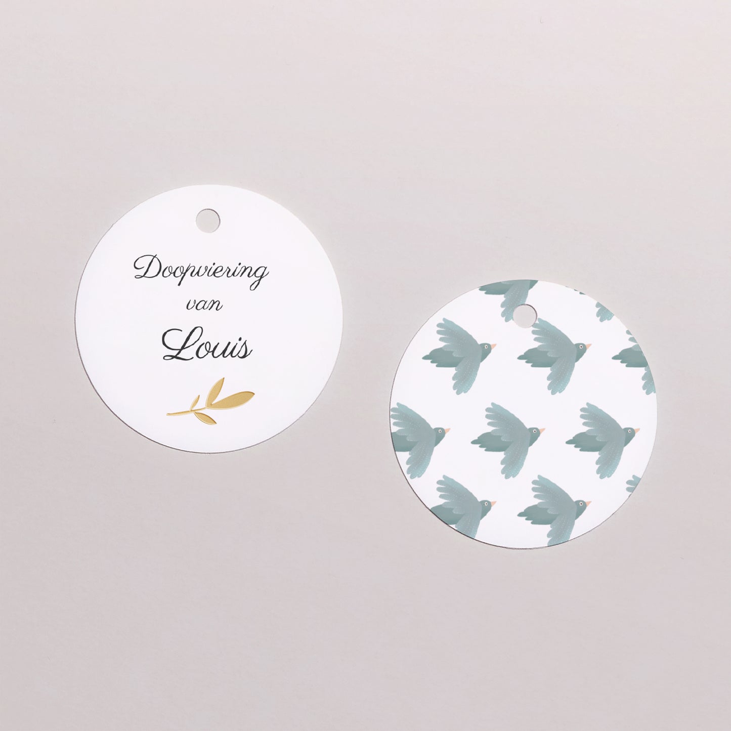 Cadeaulabel Doop Ronde Oiseau bleu foto N° 1