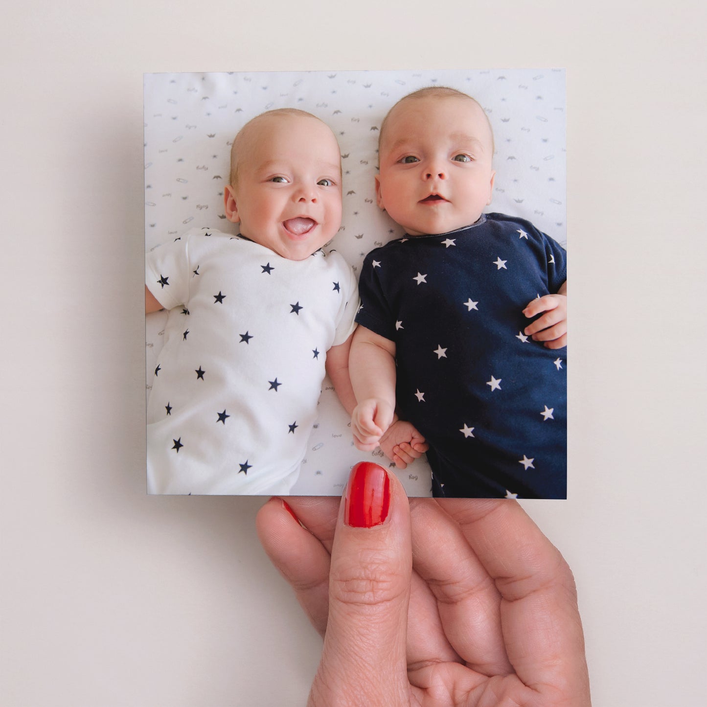 Bedankkaart Geboorte Vierkant Pantoffeltjes foto N° 3