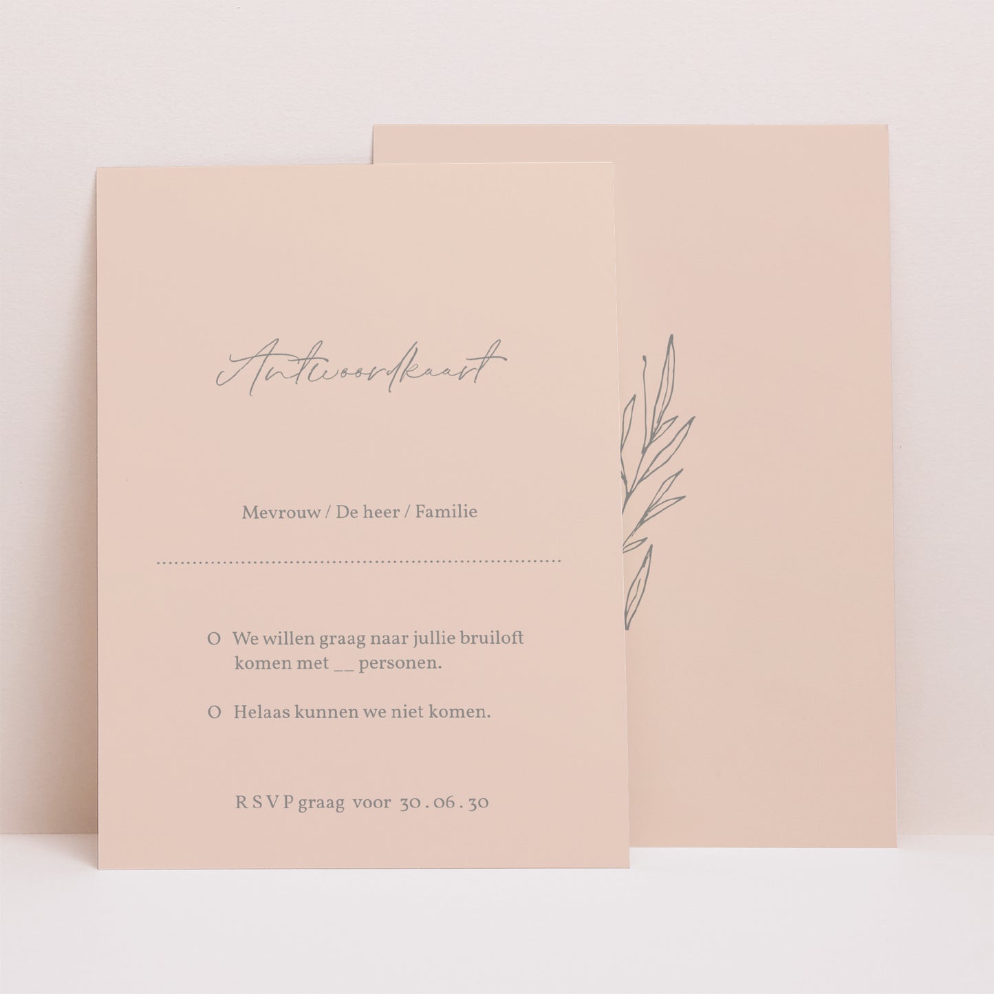 RSVP kaart Huwelijk Portret Je pastel foto N° 1