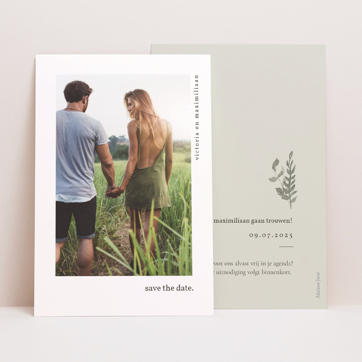 Save the date kaart Huwelijk Portret Neo Platteland foto N° 1