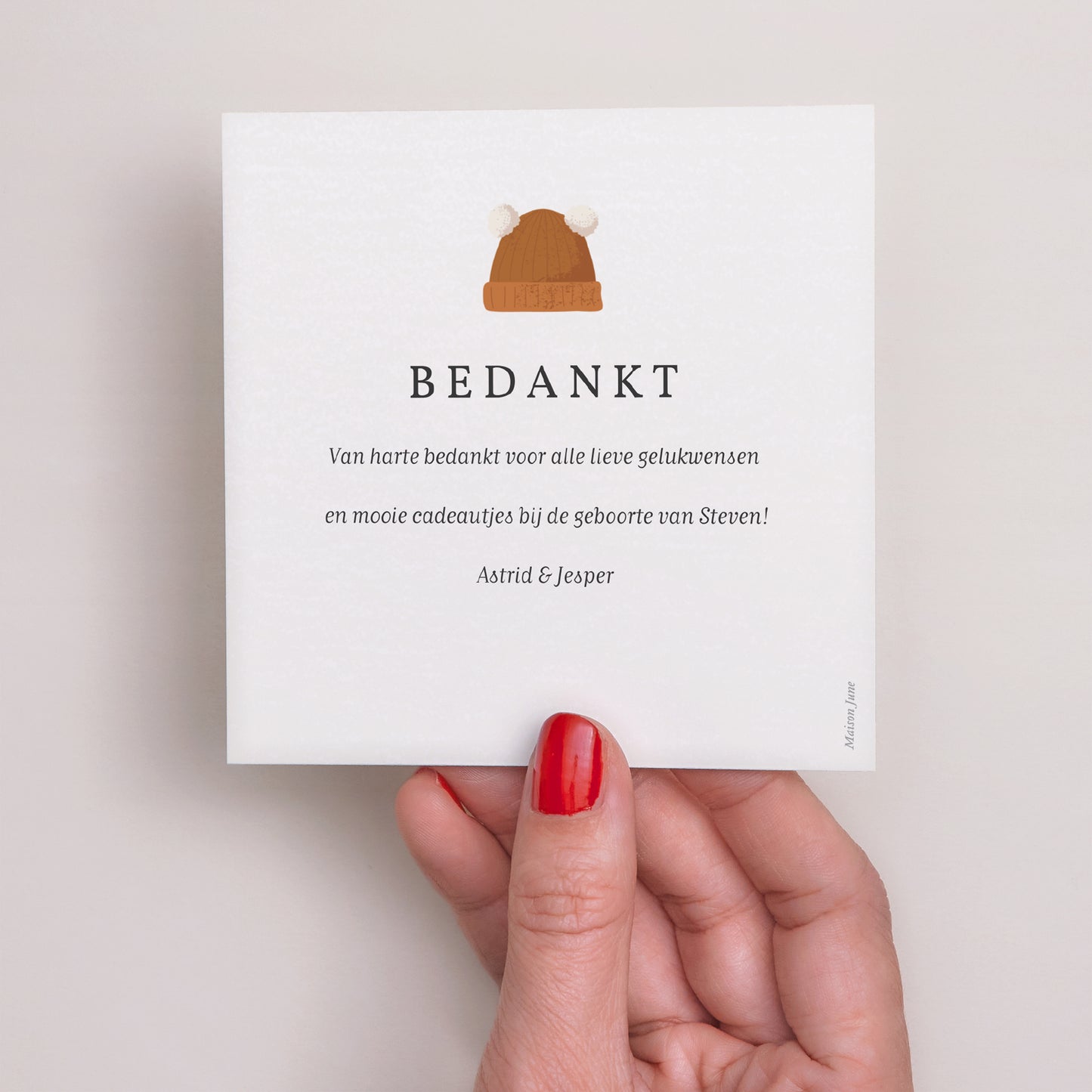 Bedankkaart Geboorte Vierkant Kleine Rode Panda foto N° 3